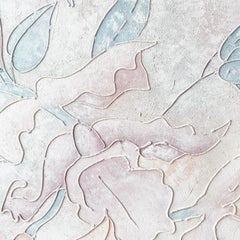 1980s Botanical Postmodern Pink and Blue Oil Painting by Richard Selix