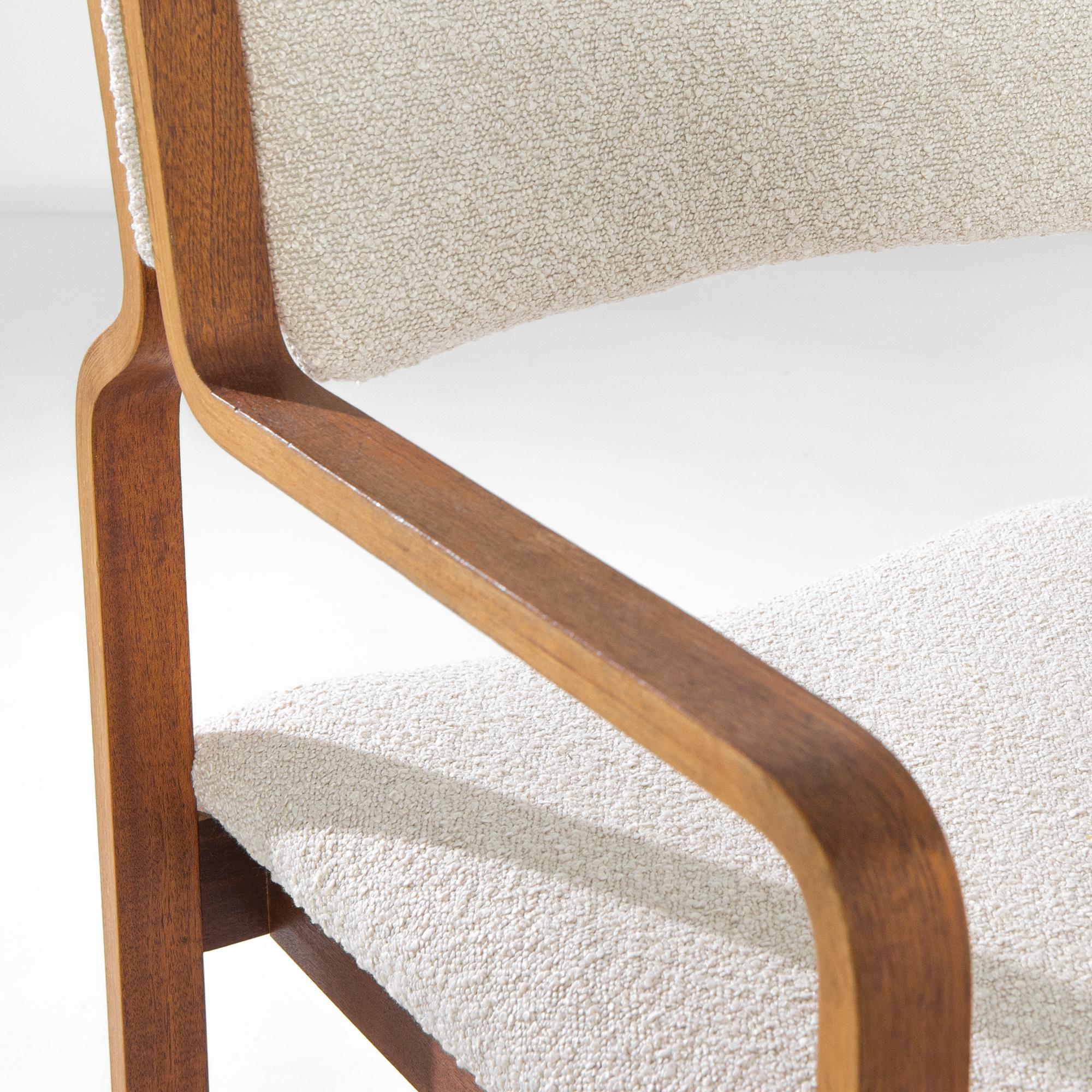 Minimalist 1980s Bouclé Armchair by TON For Sale