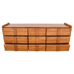 1980s BOYD 9 Drawers Mid-Century Modern Credenza Dresser Sideboard Carved Pulls