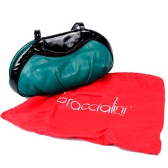 1980s Braccialini Deadstock Vintage Green Leather handbag w Dust Bag & Tag