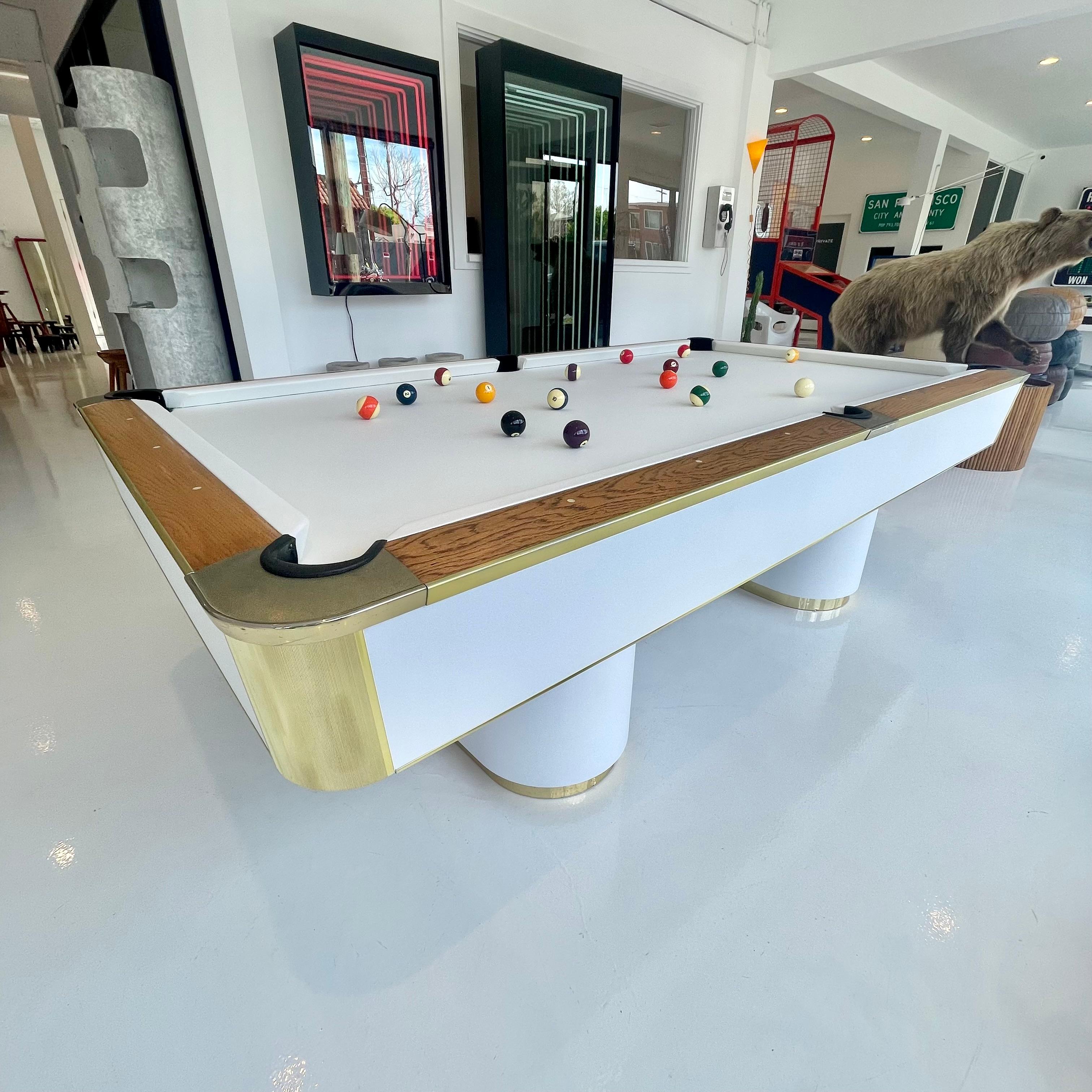 1980s Brass and Formica Murrey Pool Table In Good Condition In Los Angeles, CA
