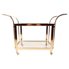 1980s Brass and Glass Bar Cart or Tea Trolley