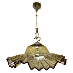 1980s Brass and Glass Pendant Lamp in Style of Nason, Italy