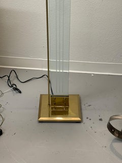1980's Brass and Glass Torchiere