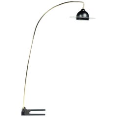 Vintage 1980s Brass and Lucite Arc Floor Lamp by Clover Lamp Co.