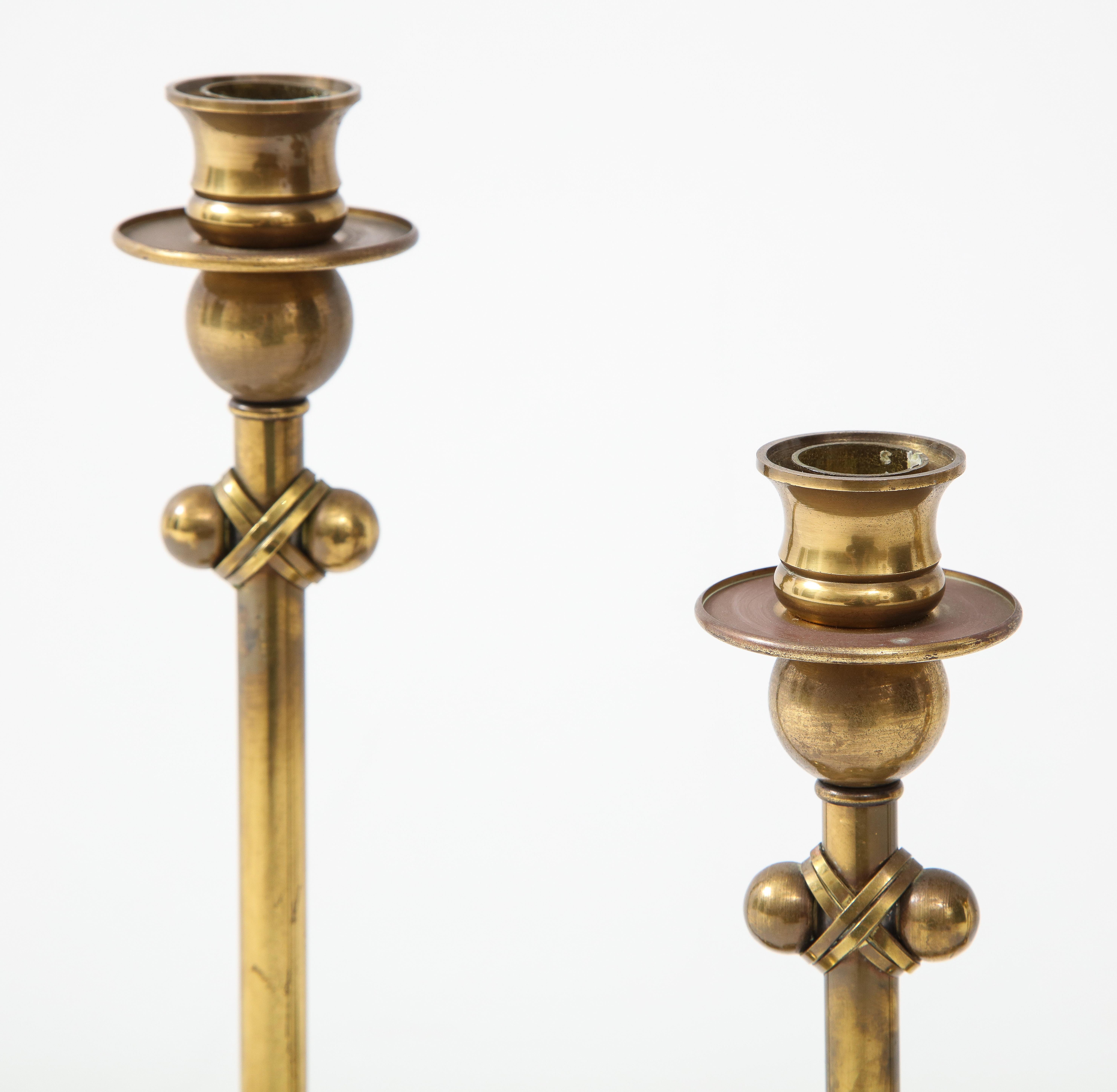 Late 20th Century 1980s Brass Candleholders Attributed to Chapman