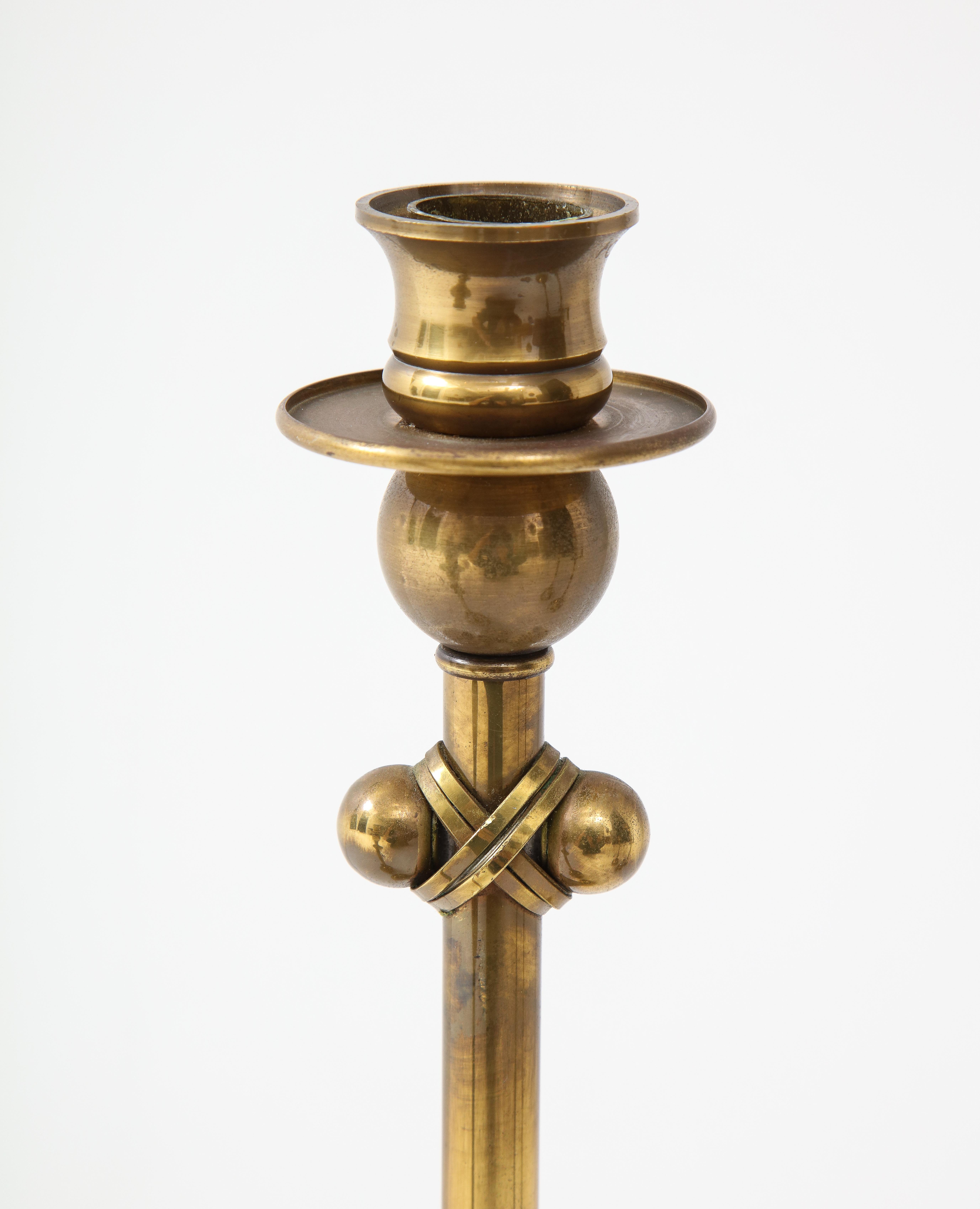 1980s Brass Candleholders Attributed to Chapman 1