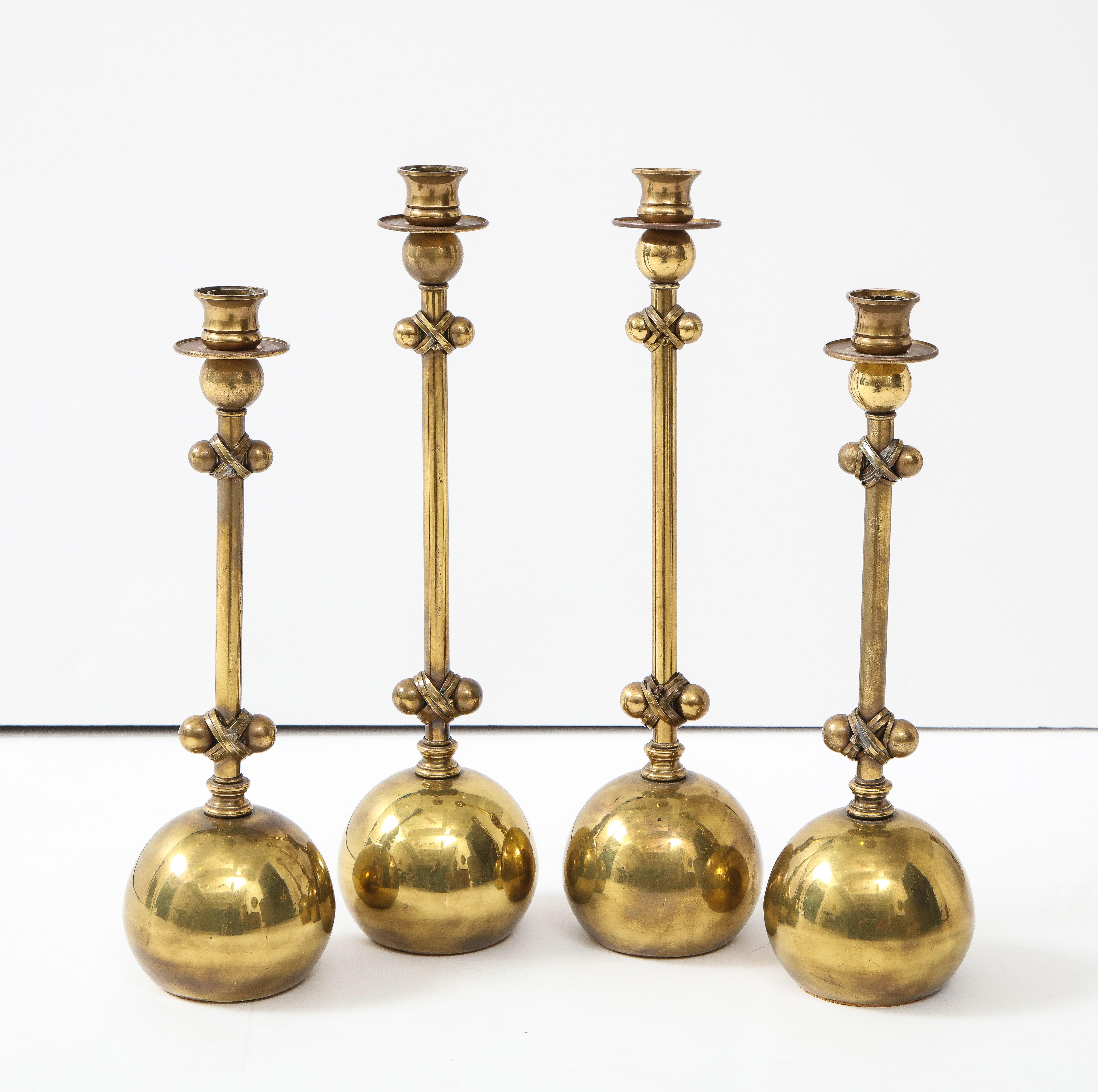 1980s Brass Candleholders Attributed to Chapman 3