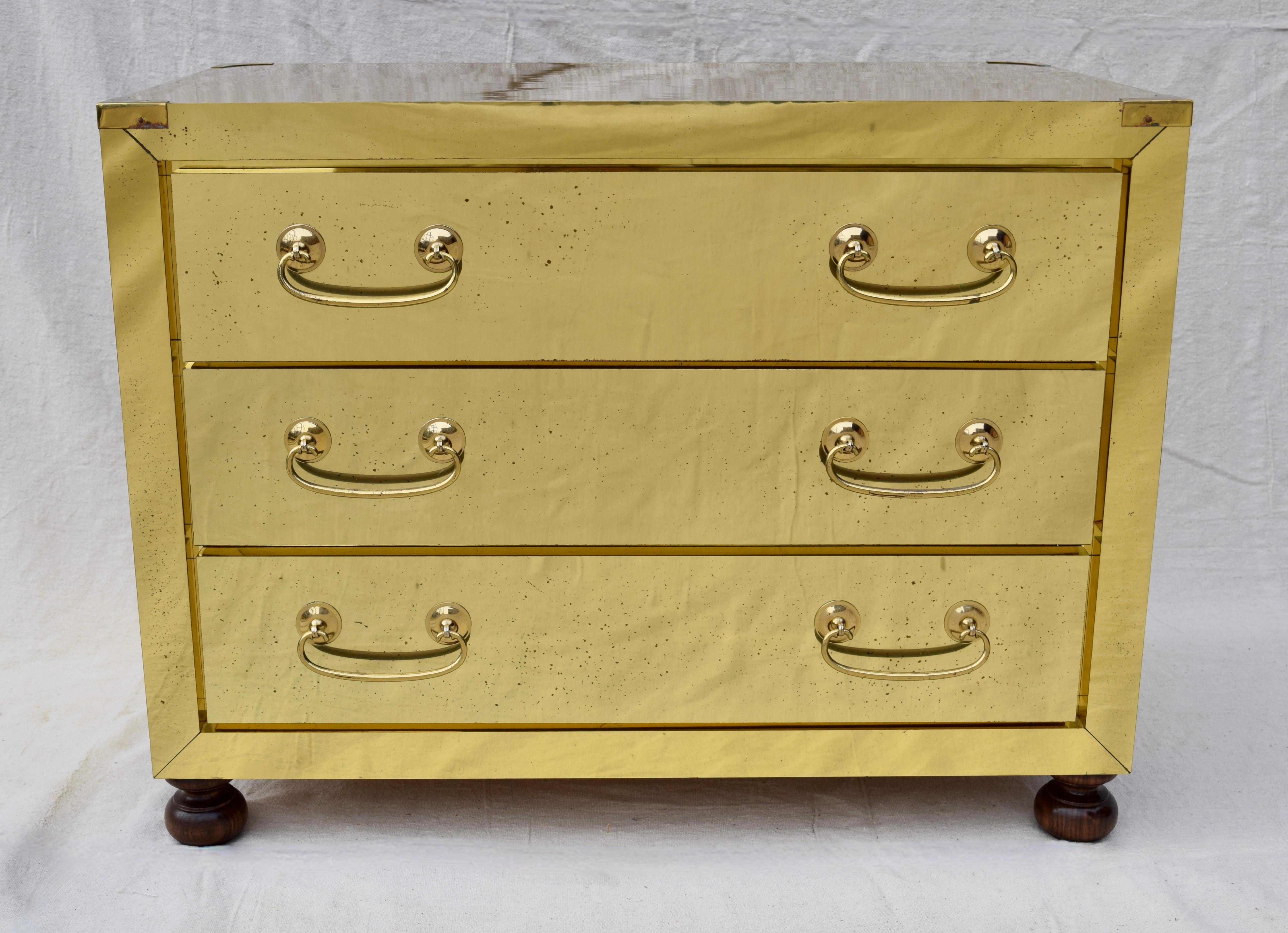 1980's Brass Clad Chests in the Manner of Serried , Pair For Sale 7