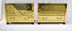 1980's Brass Clad Chests in the Manner of Serried , Pair