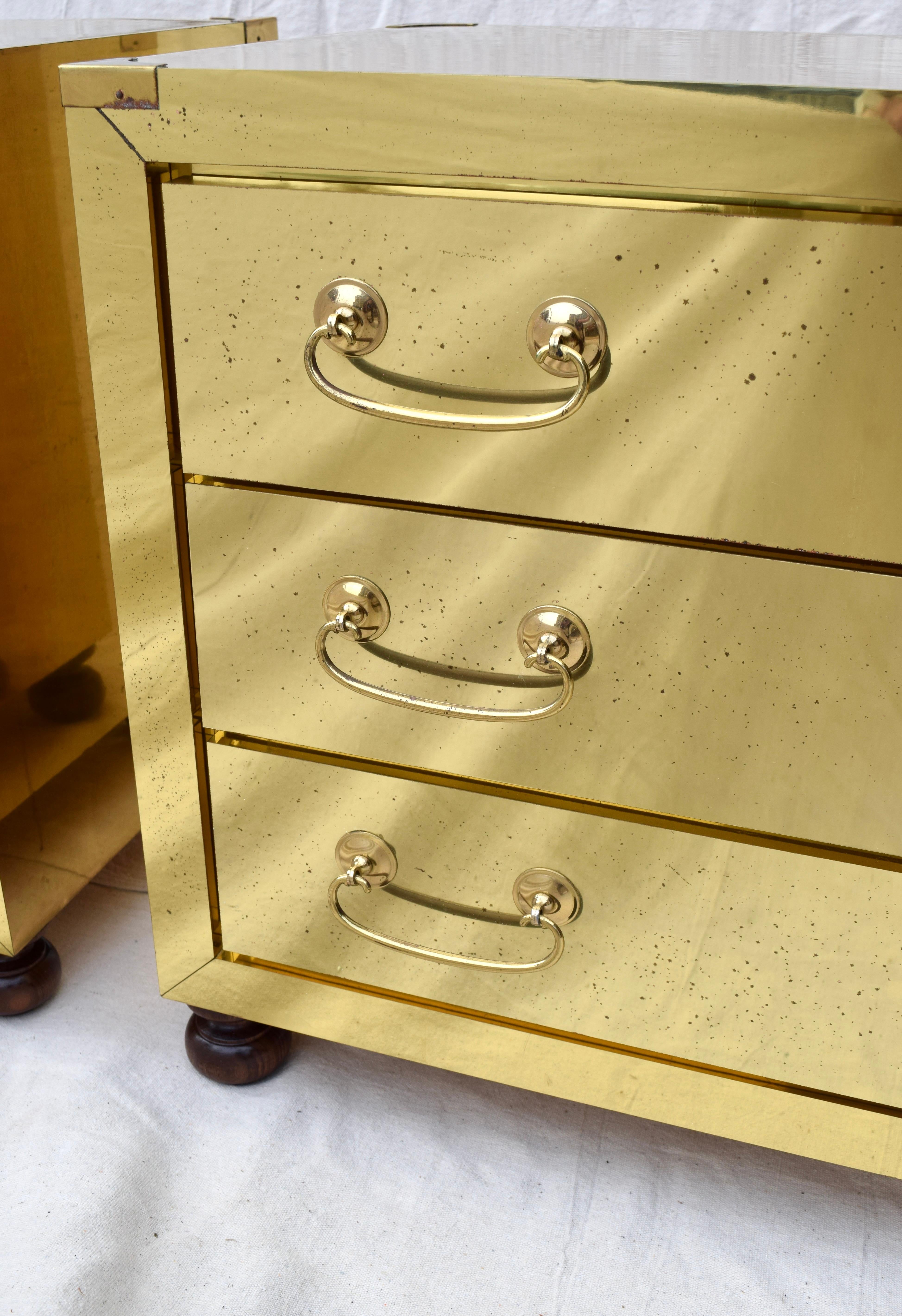 1980's Brass Clad Chests in the Manner of Serried , Pair In Good Condition For Sale In Southampton, NJ