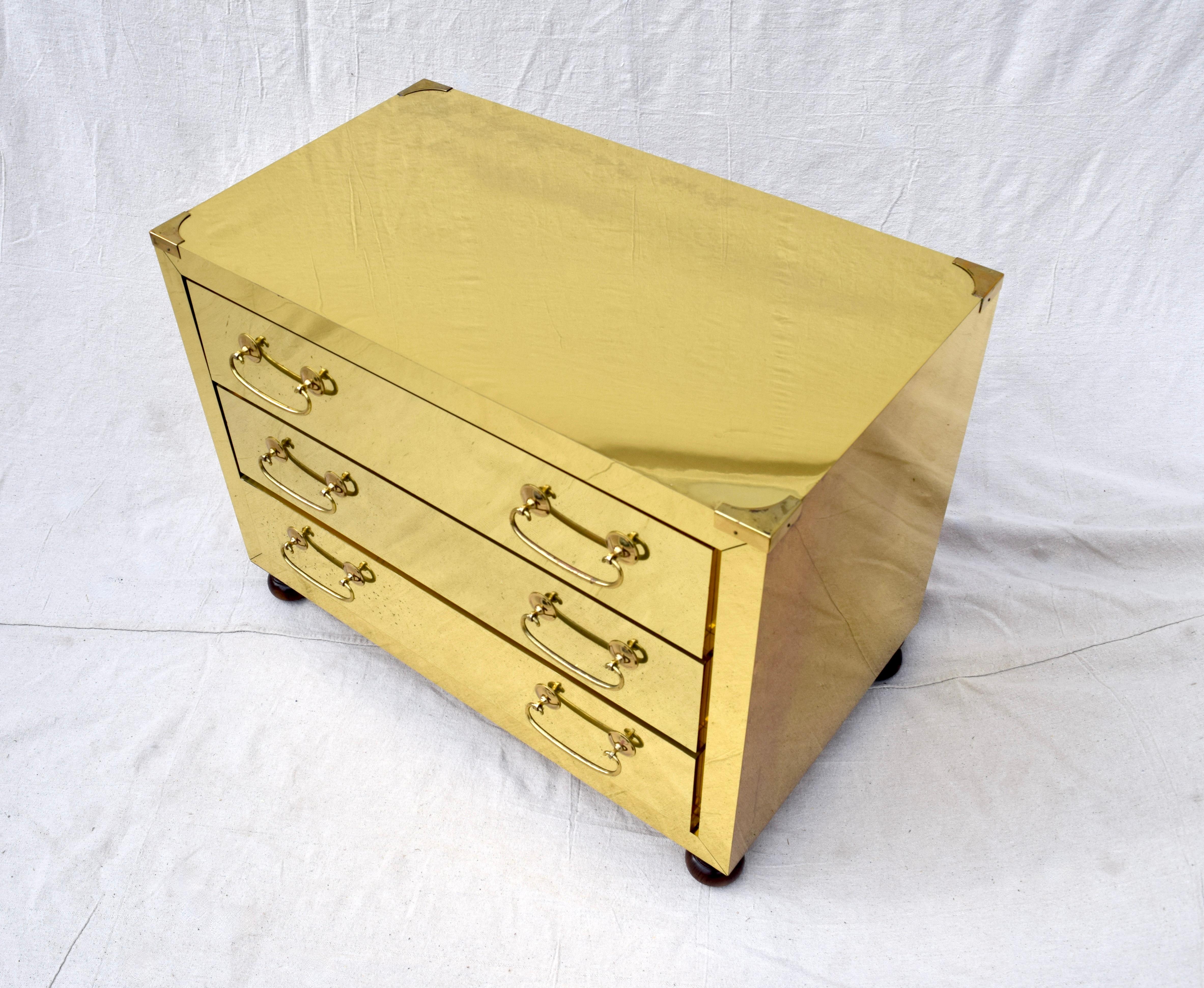 20th Century 1980's Brass Clad Chests in the Manner of Serried , Pair For Sale