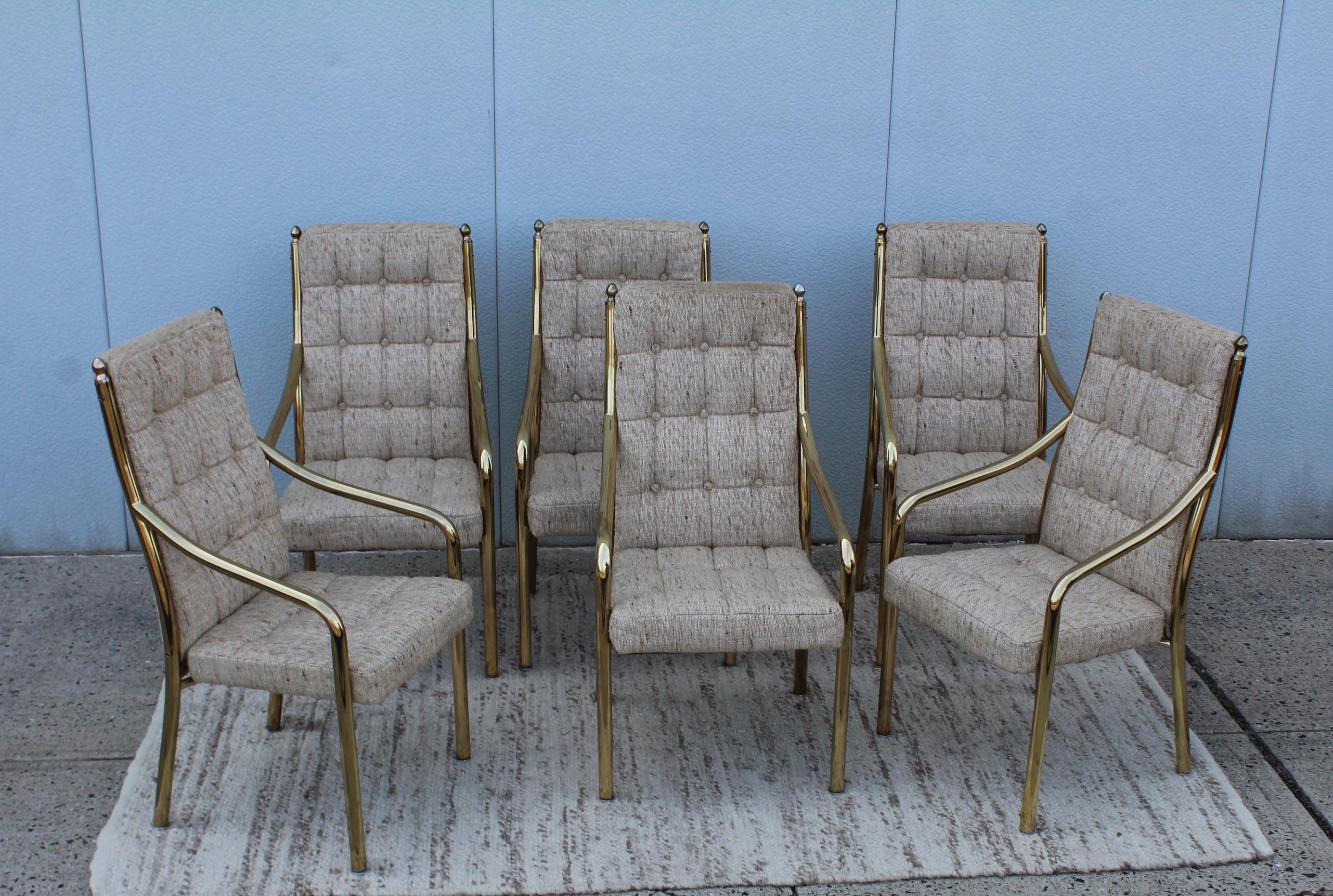 Late 20th Century 1980s Brass Dining Chairs Set of Six