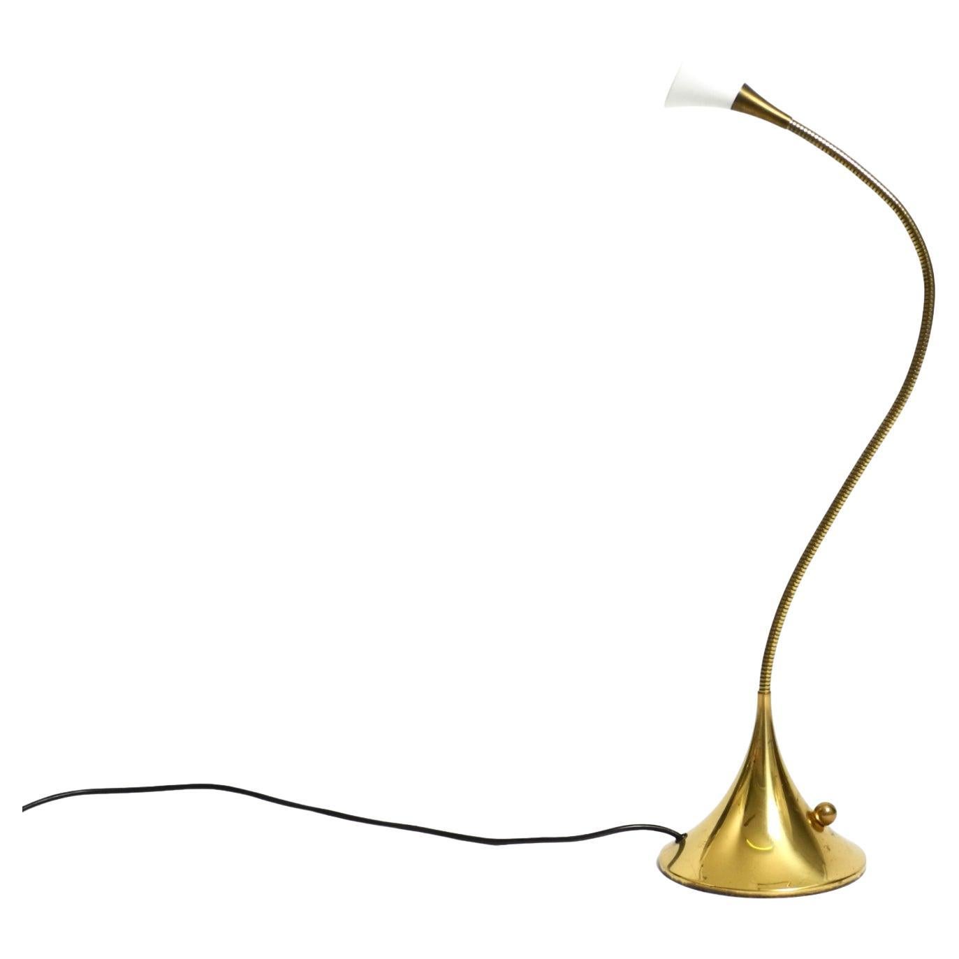 1980s brass halogen table lamp by Florian Schulz model Esa with gooseneck