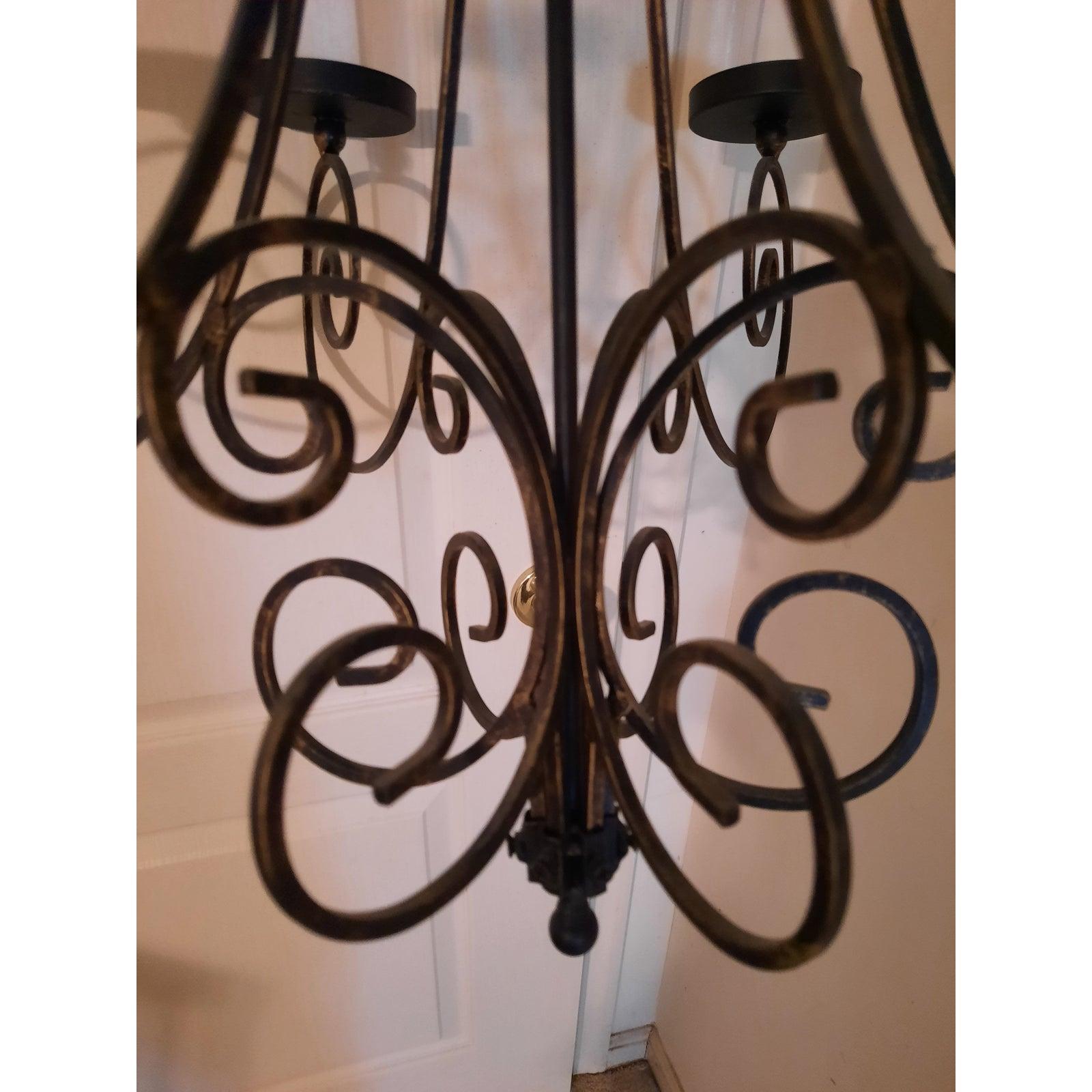 1980s Brass Iron Hanging Candelabra 3