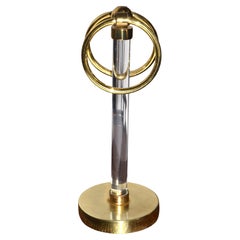 1980s Brass Lucite Freestanding Countertop Single Towel Ring Mid-Century Modern