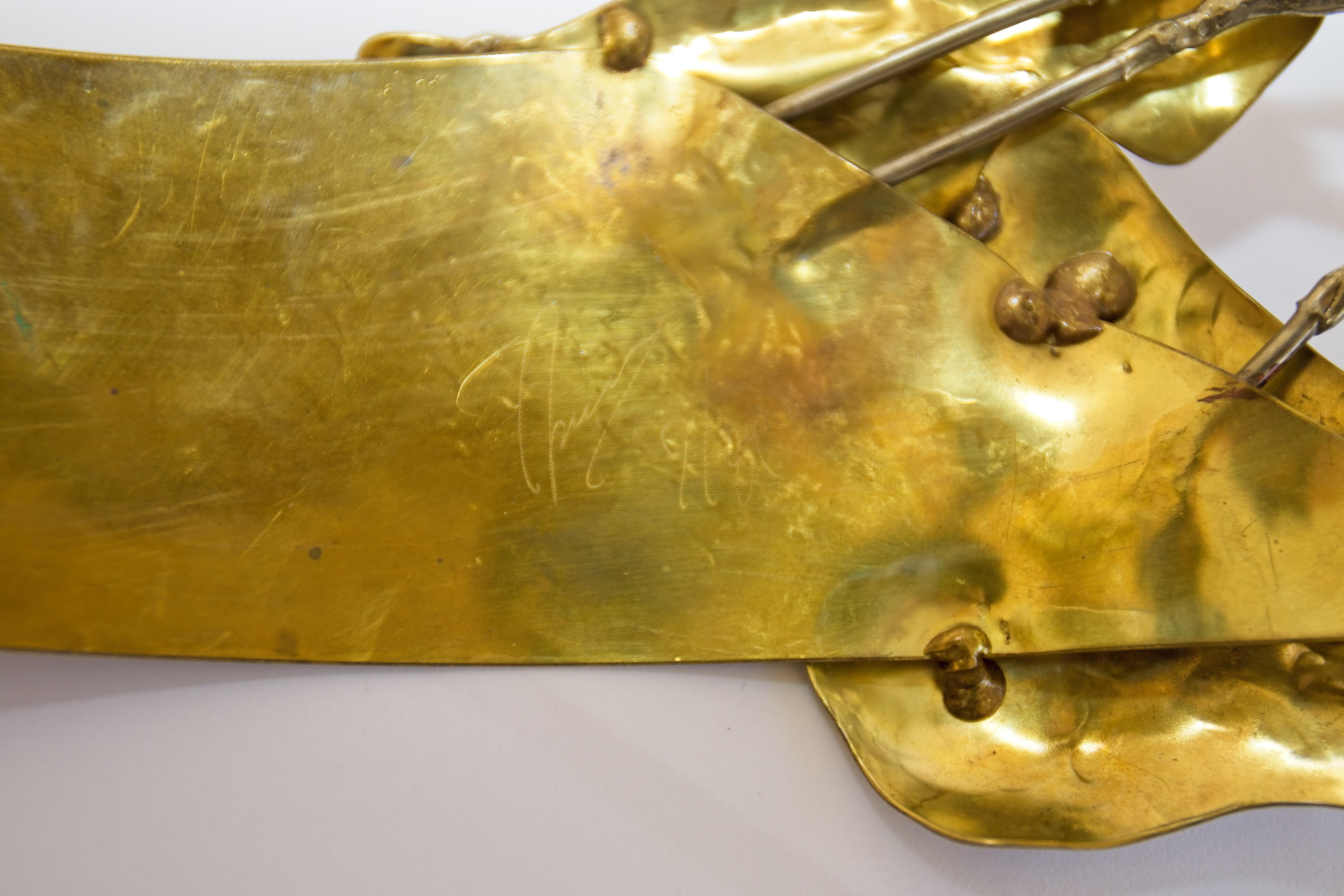 1980's Brass Metal Gold Brutalist Hand-crafted Sculptural Waist Belt 8