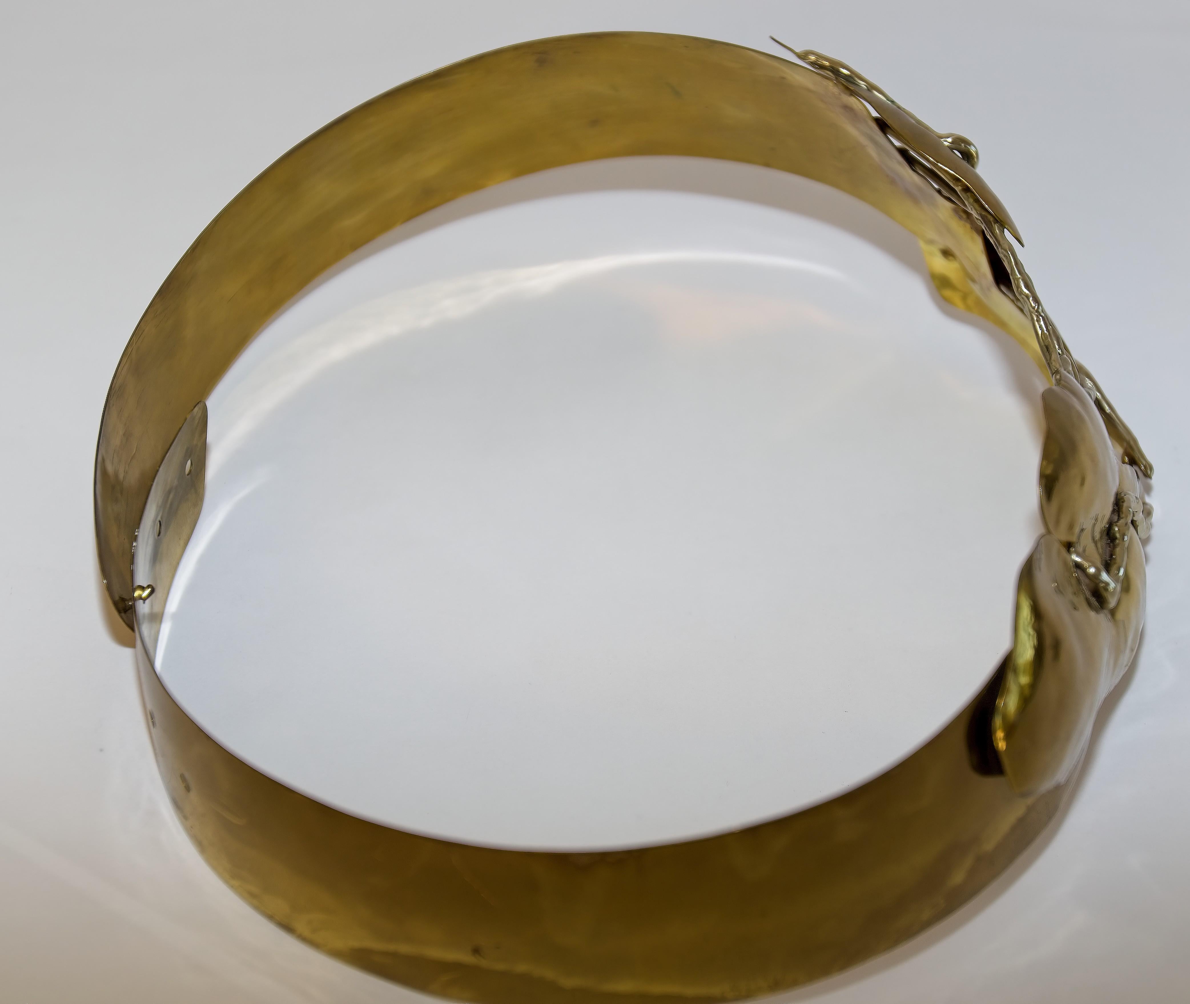 Women's 1980's Brass Metal Gold Brutalist Hand-crafted Sculptural Waist Belt