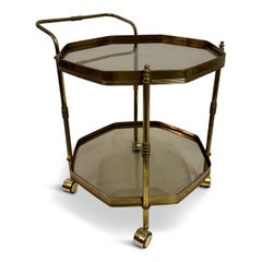 1980s Brass Octagonal Drinks Trolley