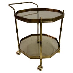 Carrello portabevande ottagonale in ottone anni '80