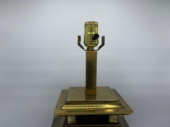 1980s Brass Pagoda and Basketweave Motif Lamp