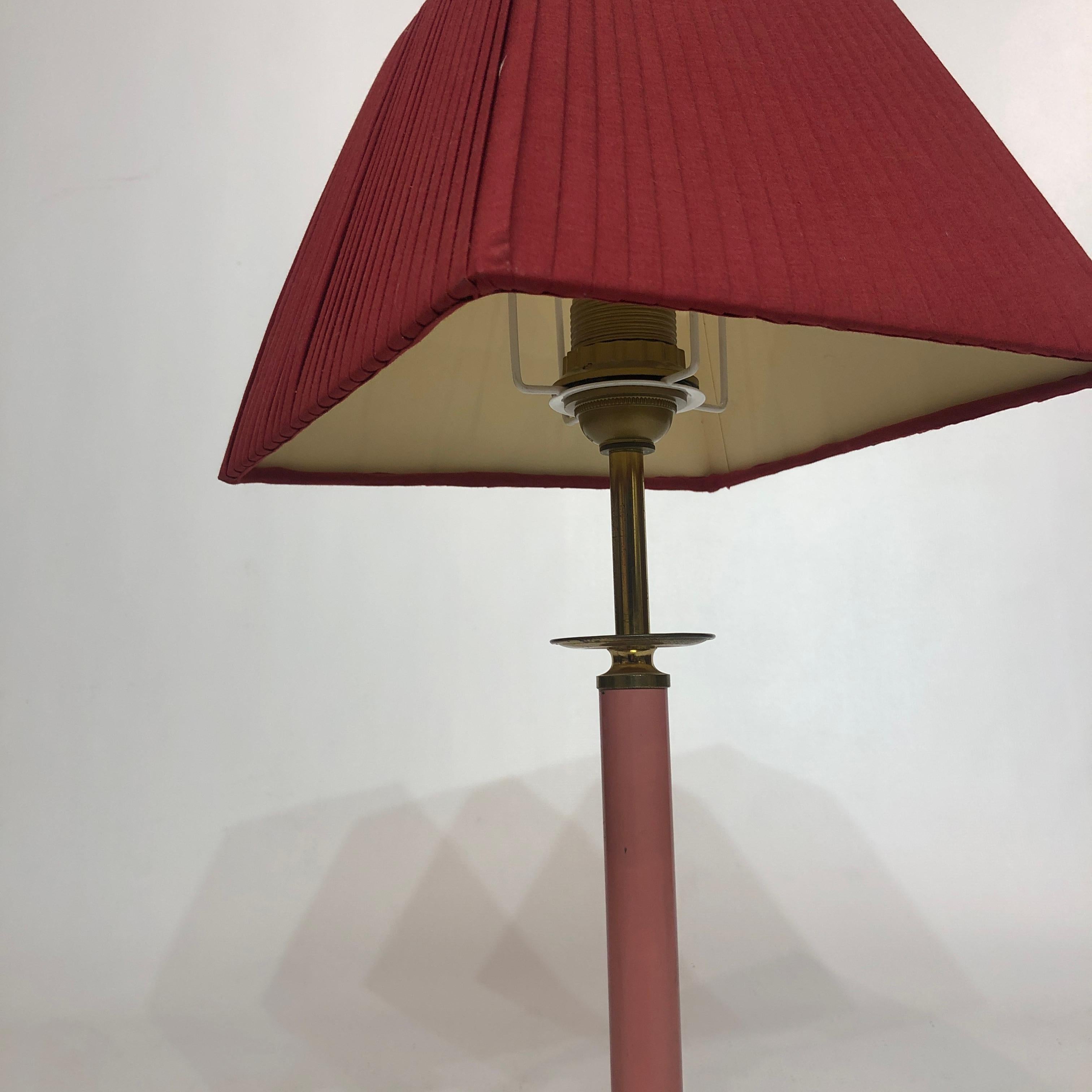 Enameled 1980s Brass Pink Enamel Table Lamp Memphis Vintage Retro Kids Room 1970s For Sale