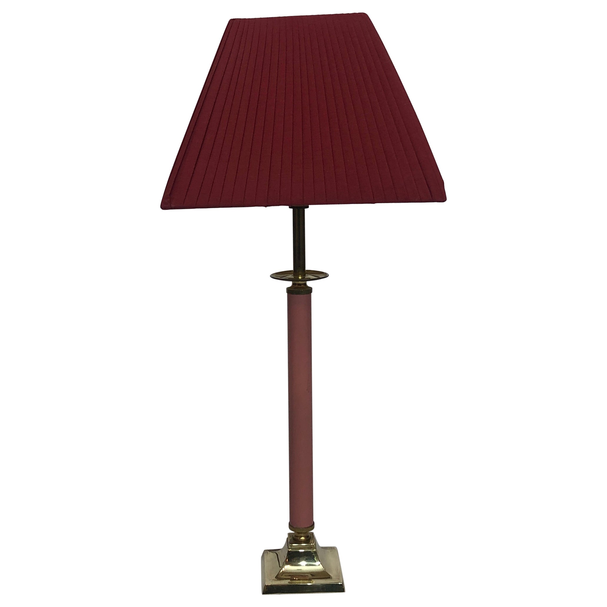 1980er Messing Rosa Emaille Tischlampe Memphis Vintage Retro Kinderzimmer 1970er im Angebot