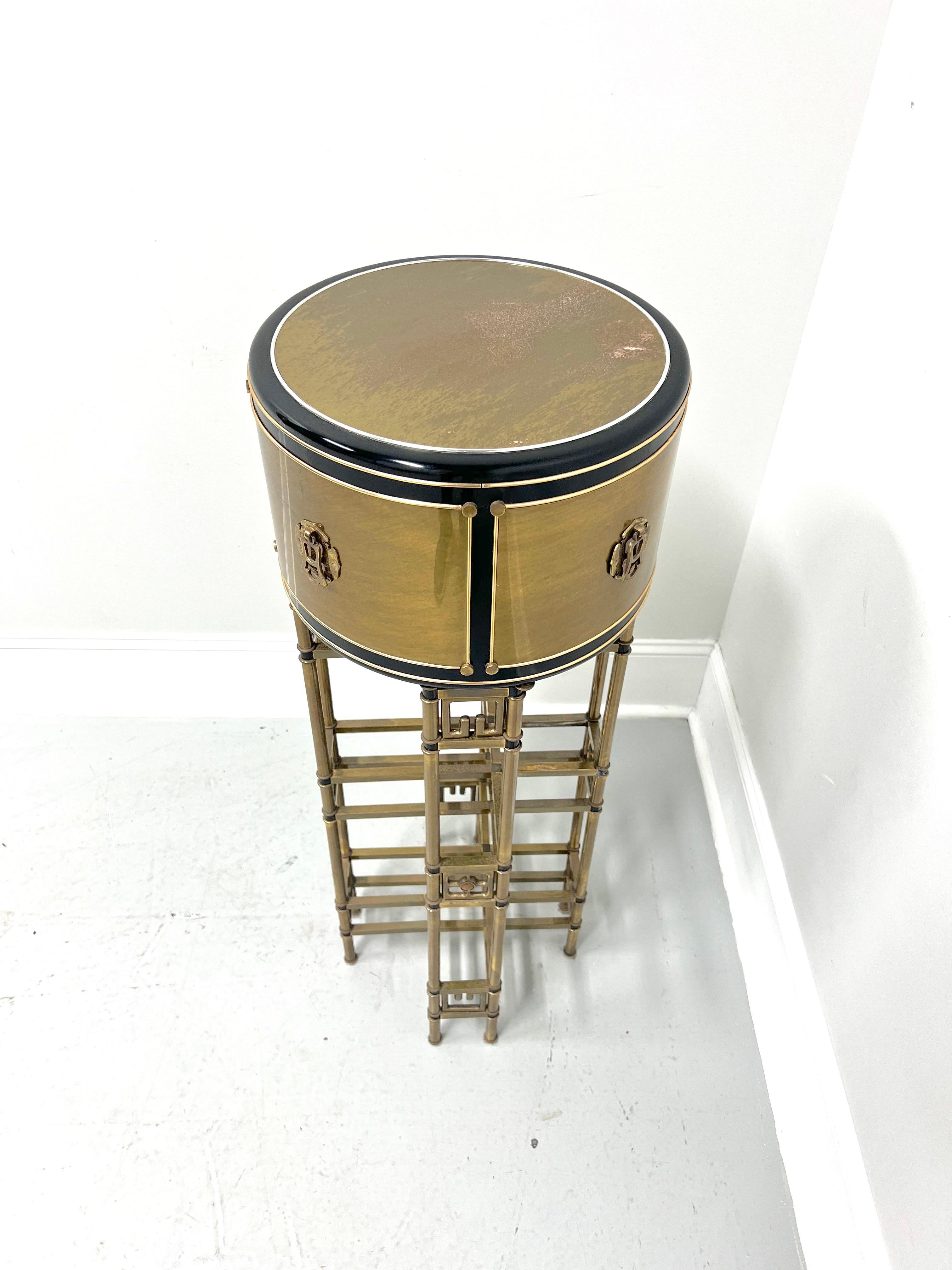 Chinoiserie 1980's Brass Plated Asian Bamboo Style Plant Stand For Sale