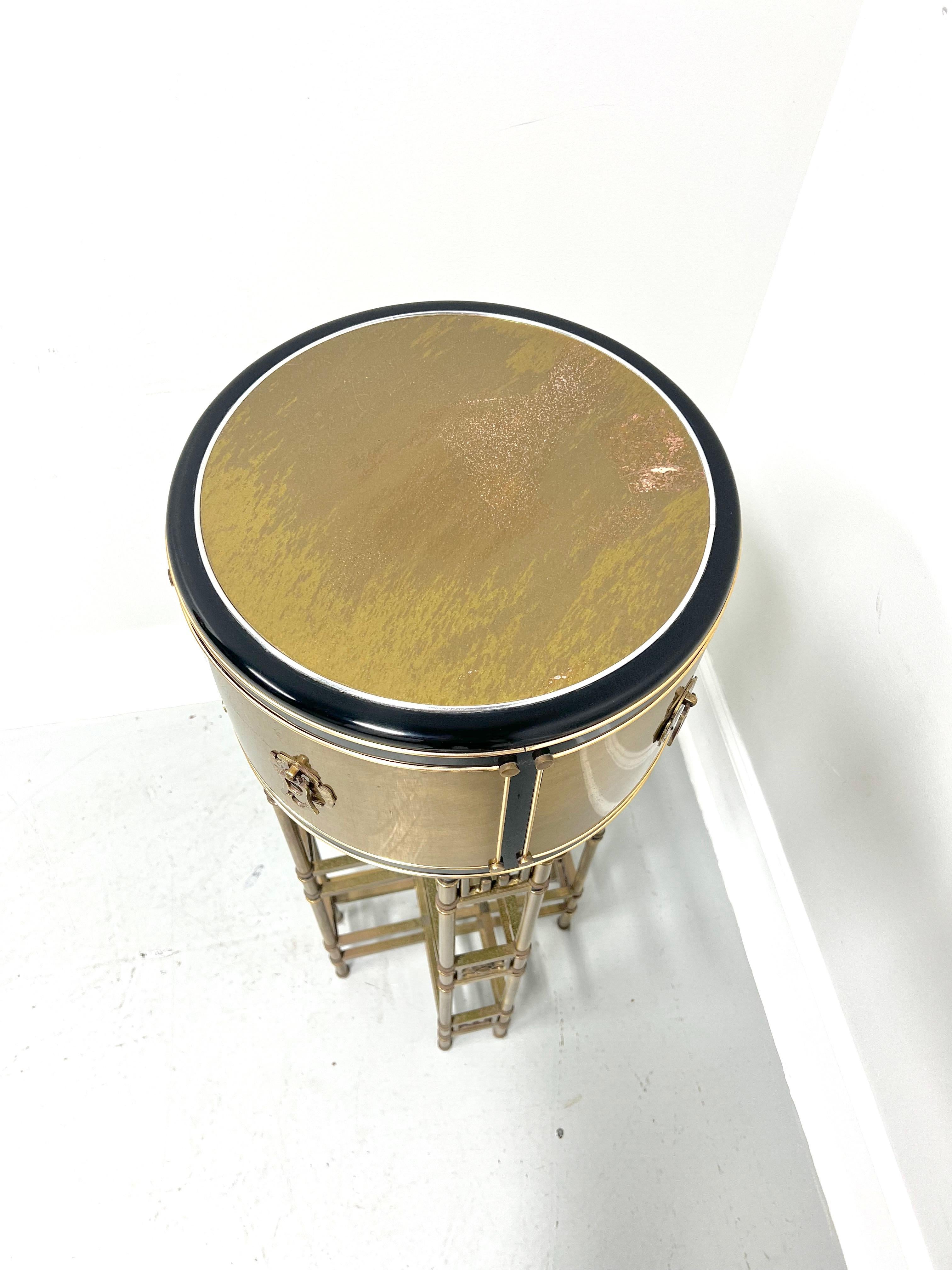 1980's Brass Plated Asian Bamboo Style Plant Stand In Fair Condition For Sale In Charlotte, NC