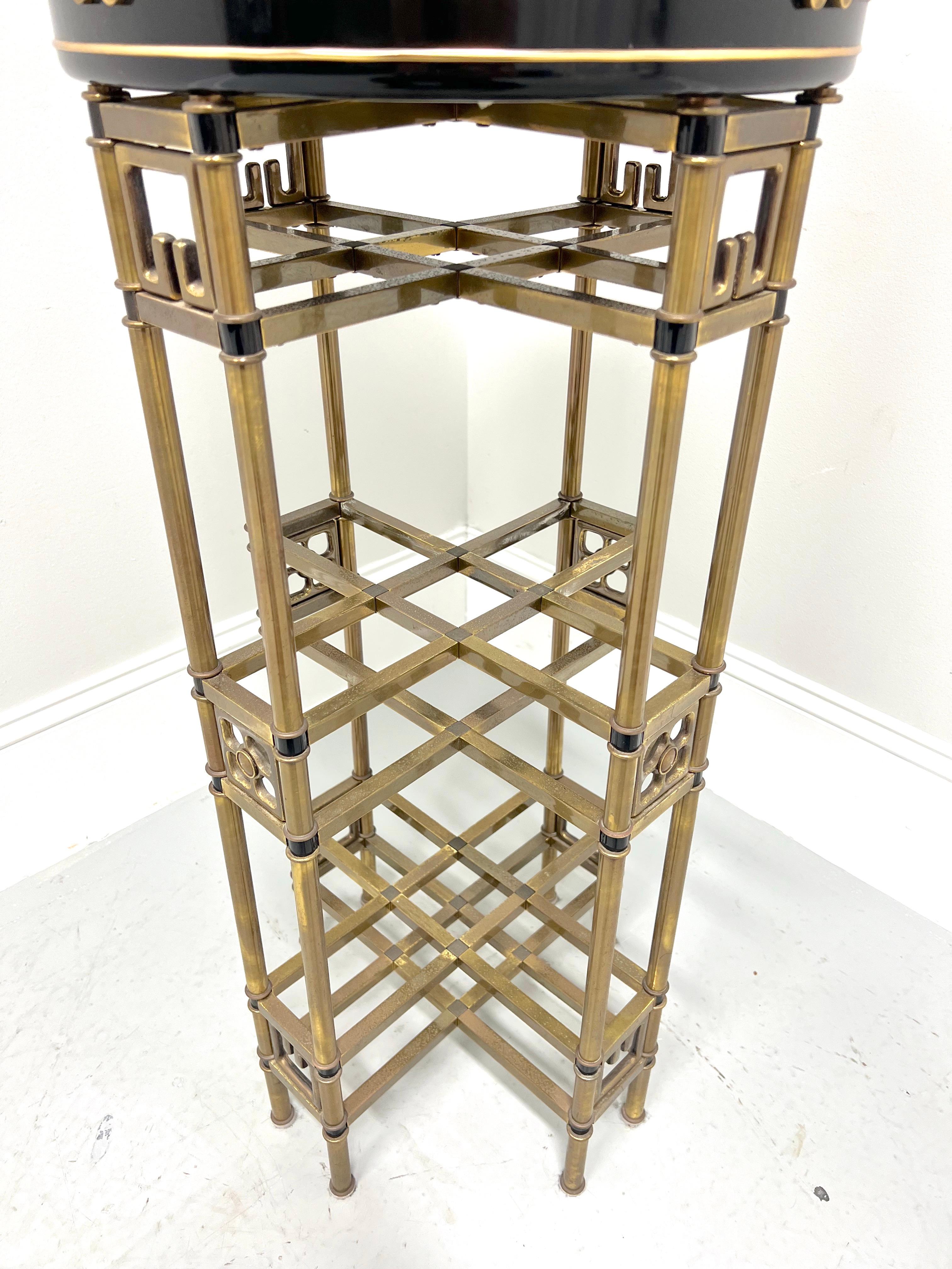 Metal 1980's Brass Plated Asian Bamboo Style Plant Stand For Sale