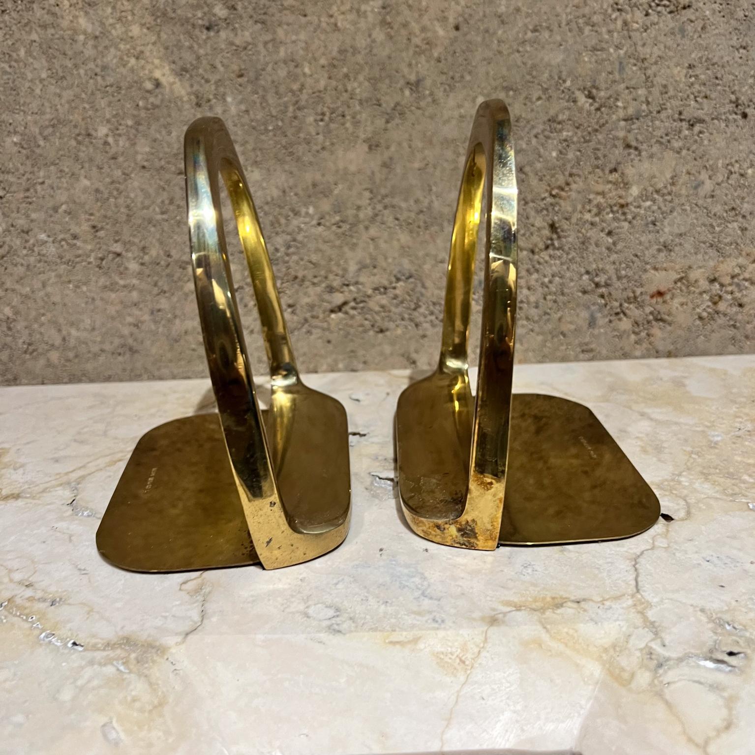 Mid-Century Modern 1980s Brass Stirrup Bookends Equestrian made Korea For Sale