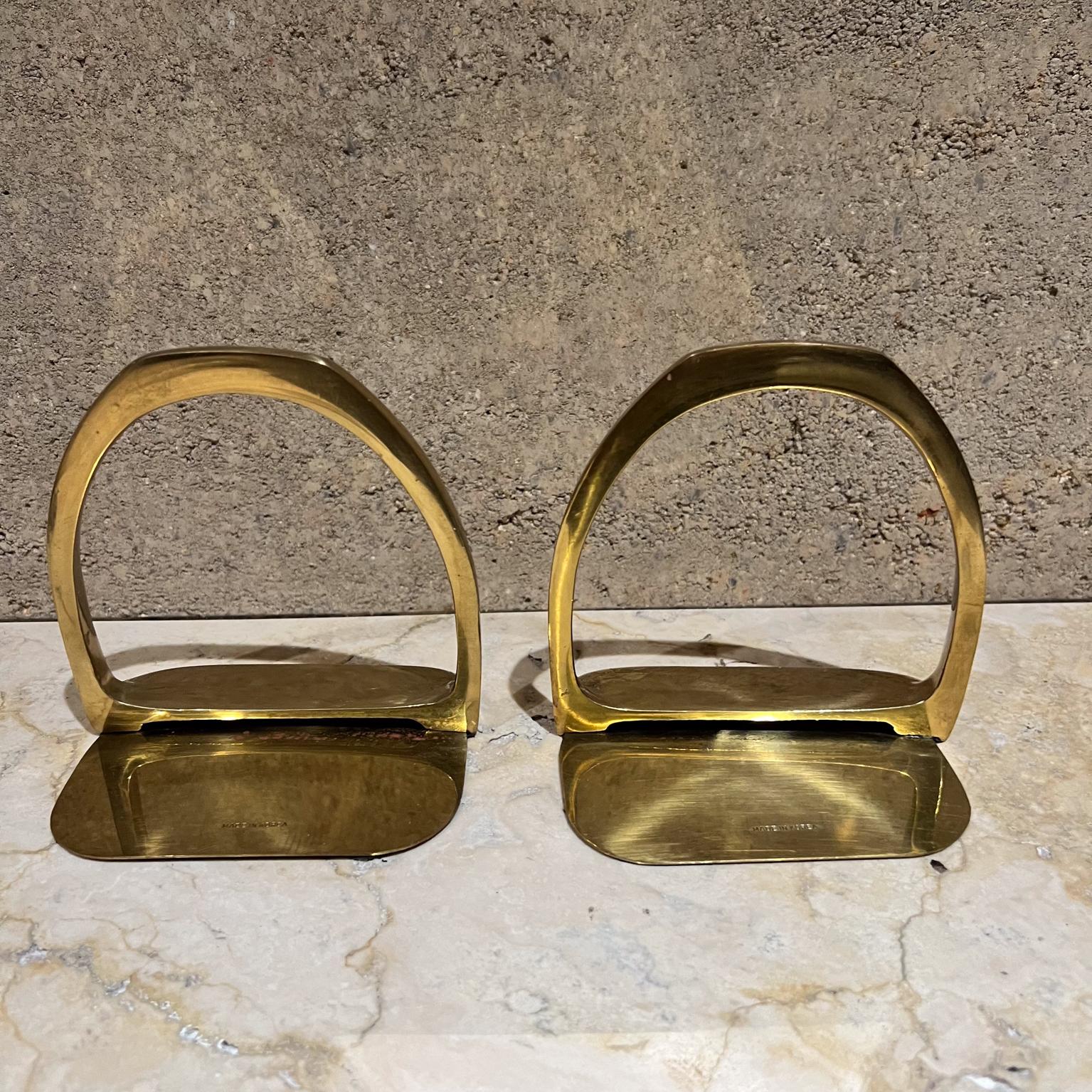 20th Century 1980s Brass Stirrup Bookends Equestrian made Korea For Sale