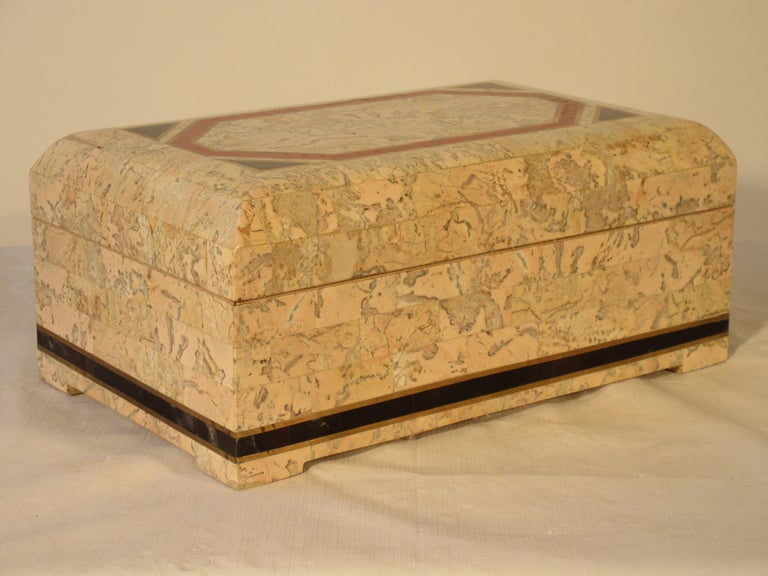 1980s Brass and Tessellated Stone Box For Sale at 1stDibs