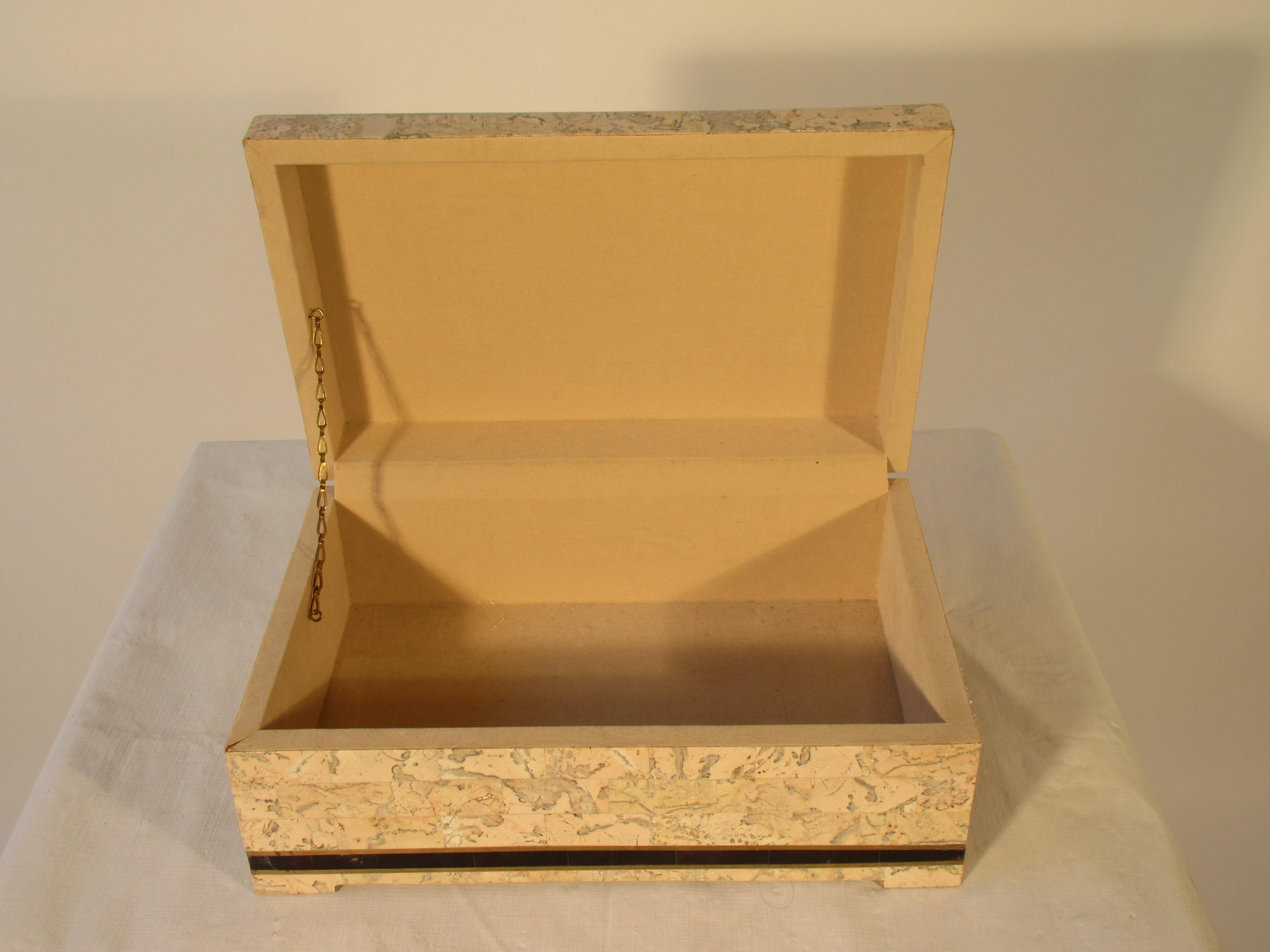1980s Brass and Tessellated Stone Box For Sale 2