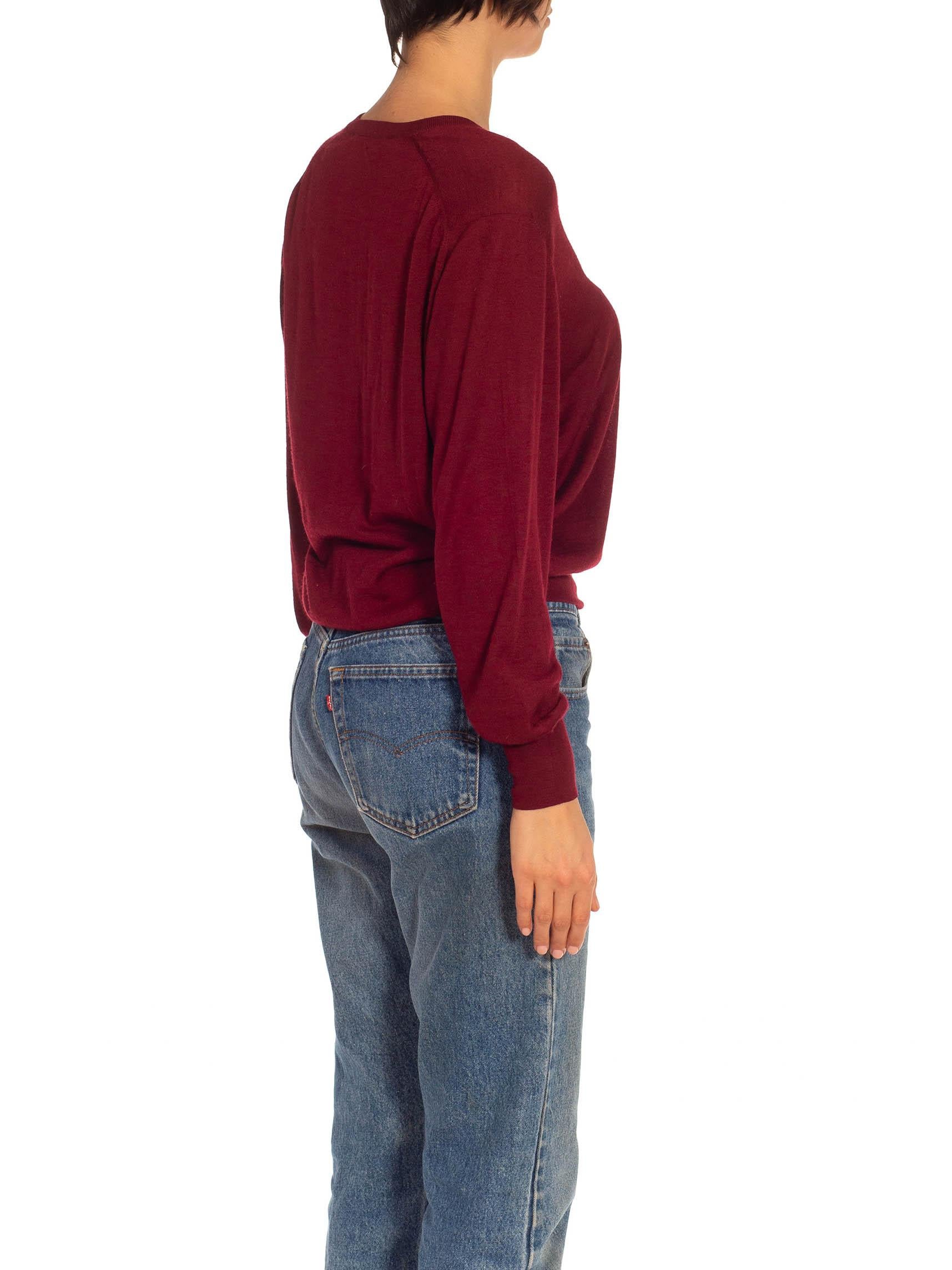 Red 1980S BRIONI Burgundy Cashmere Sweater For Sale