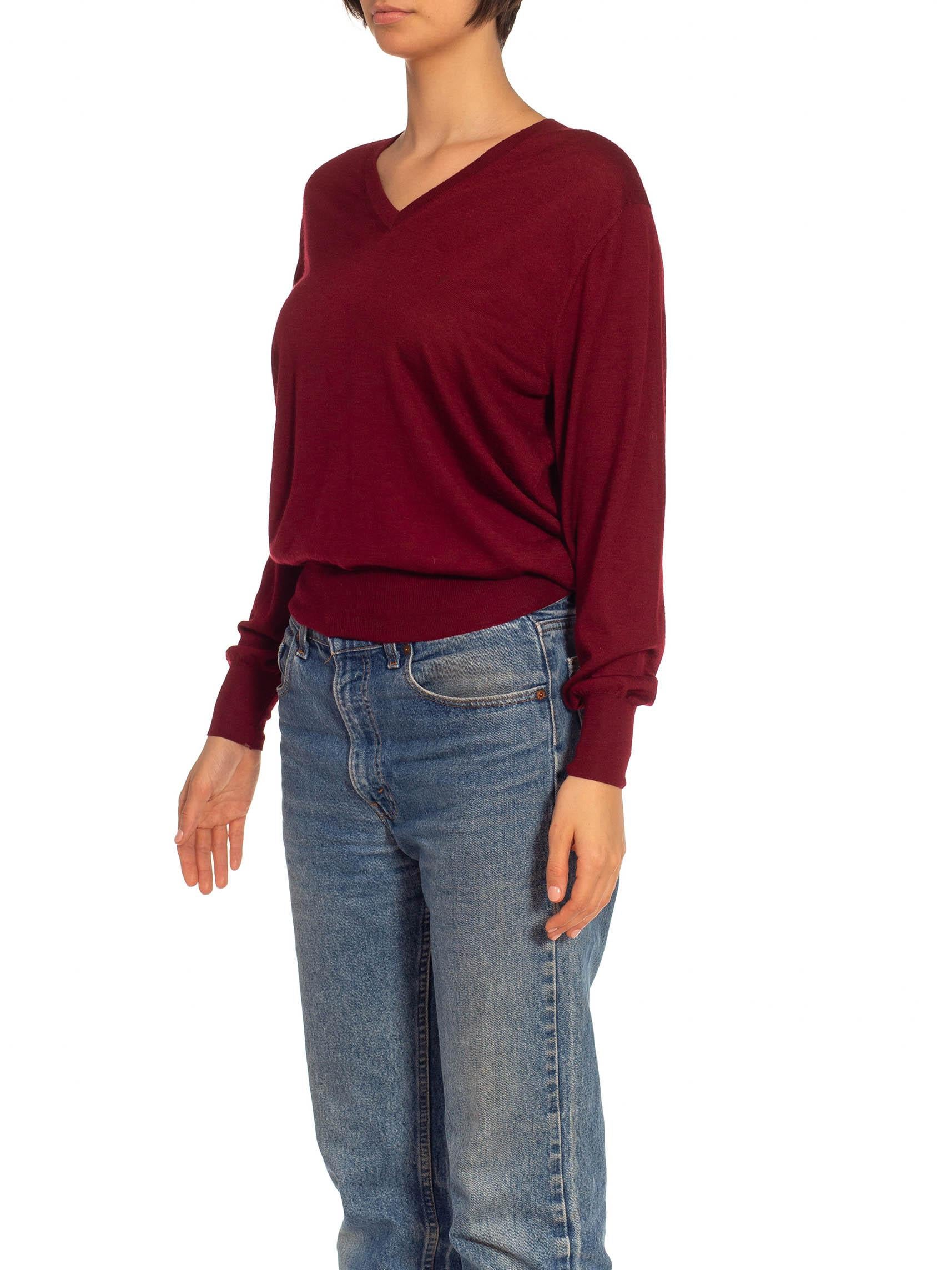 1980S BRIONI Burgundy Cashmere Sweater In Good Condition For Sale In New York, NY