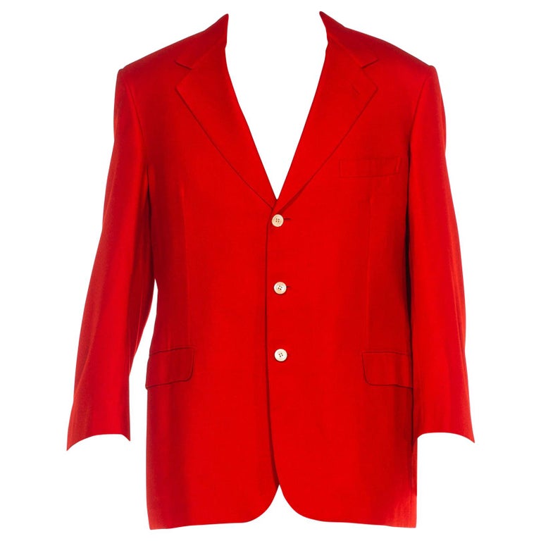 1980s Bright Red Burberry Boyfriend Blazer