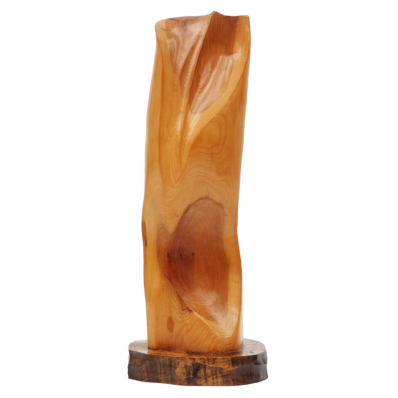 English 1980s British Abstract Hand Carved Yew Organic Sculpture For Sale