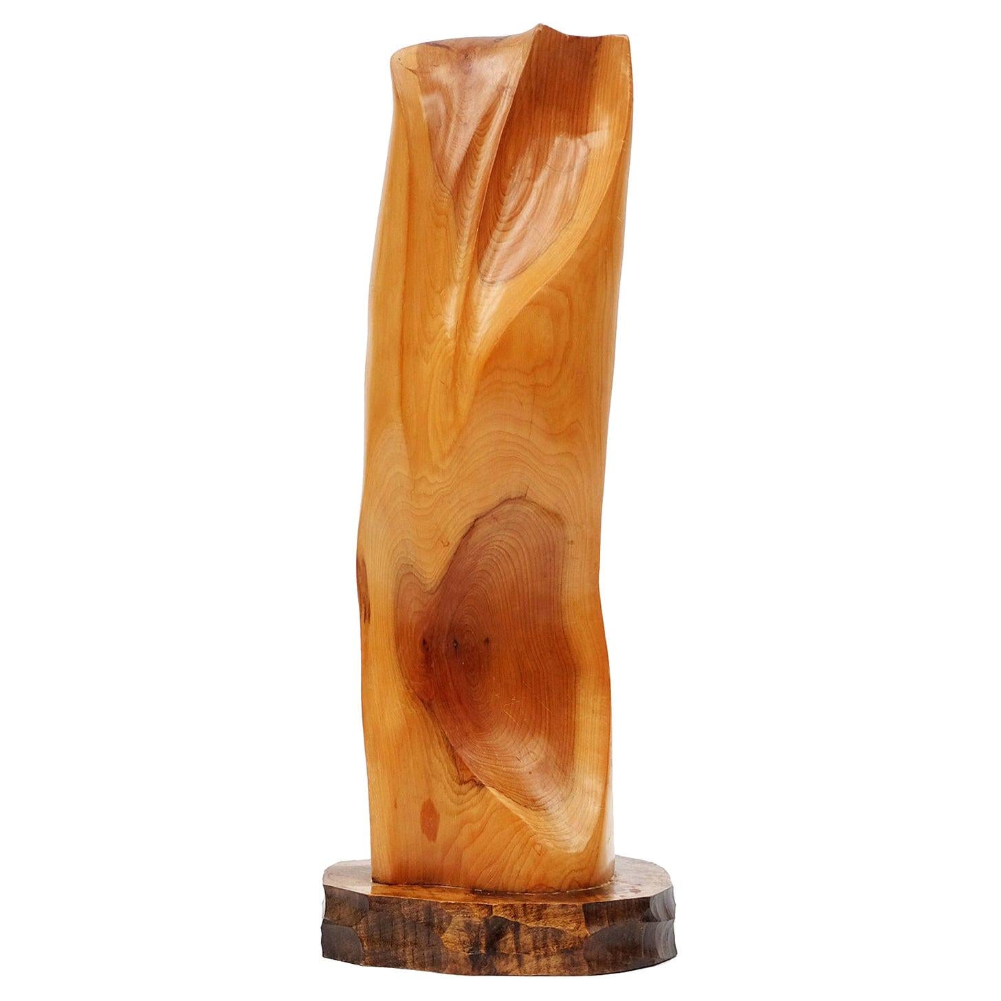 1980s British Abstract Hand Carved Yew Organic Sculpture For Sale