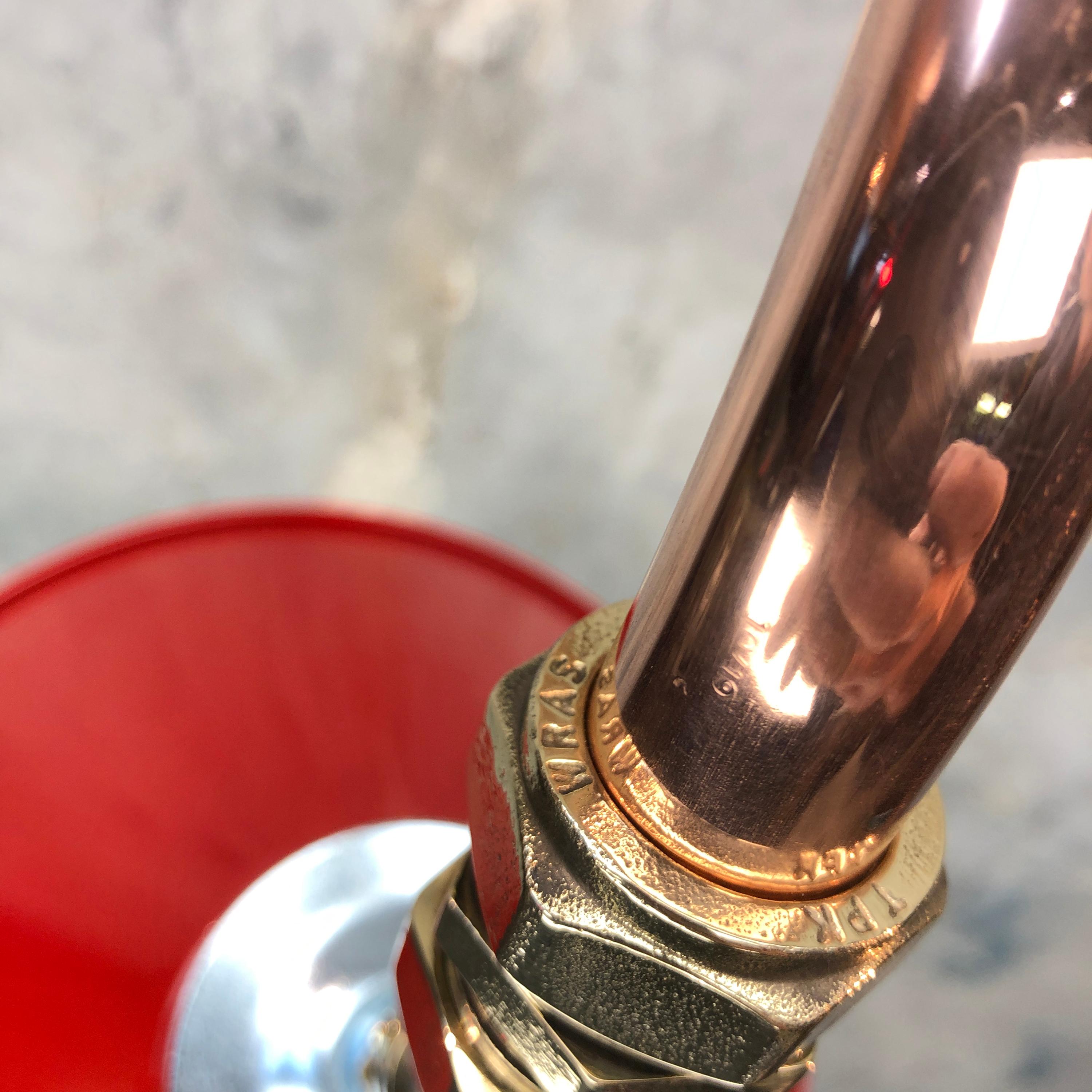 1980 British Army Lamp Shade in Red with Copper Cantilever Wall Lamp Edison Bulb For Sale 3