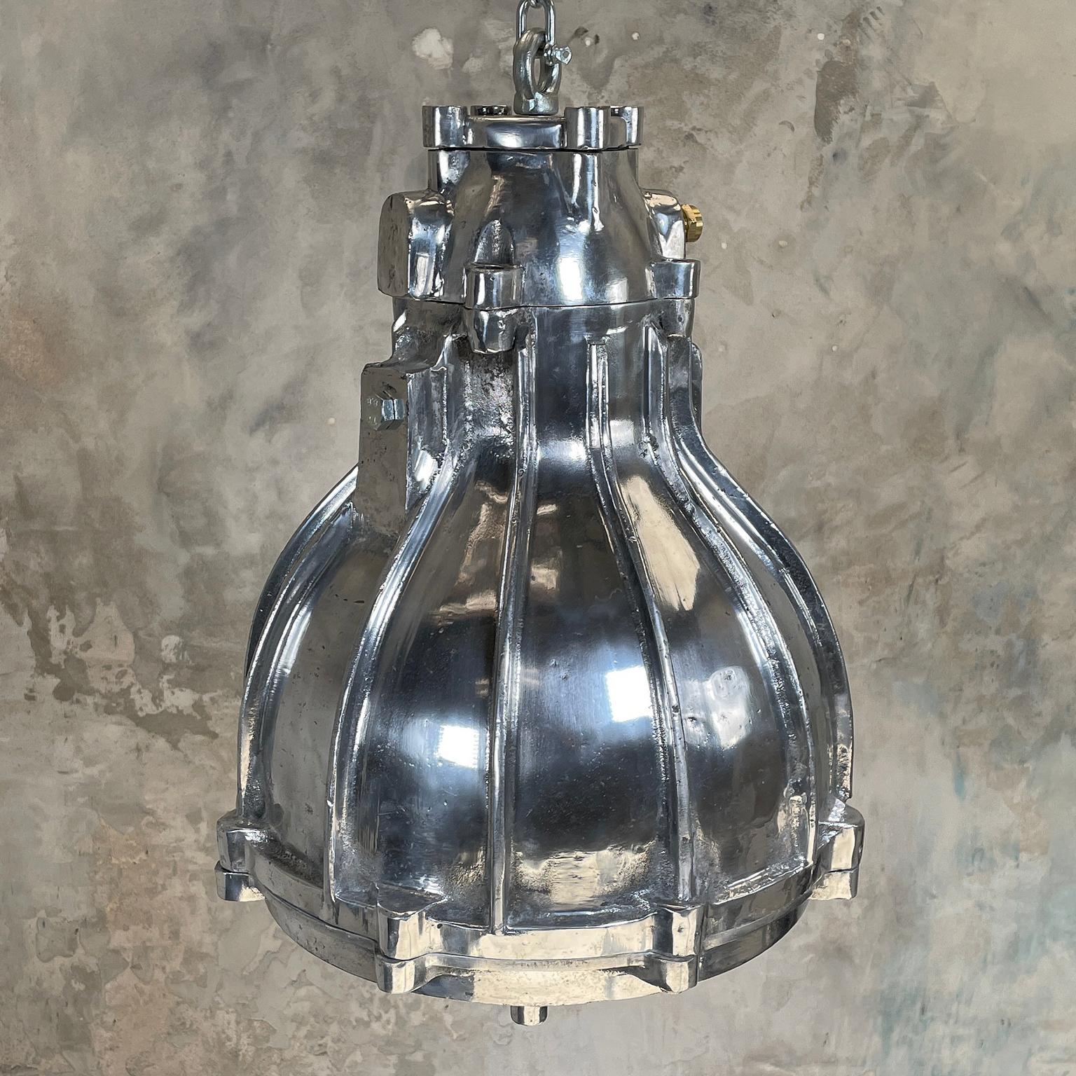 Indian 1980's British Crompton Flameproof Industrial Cast Aluminium Pendant Light