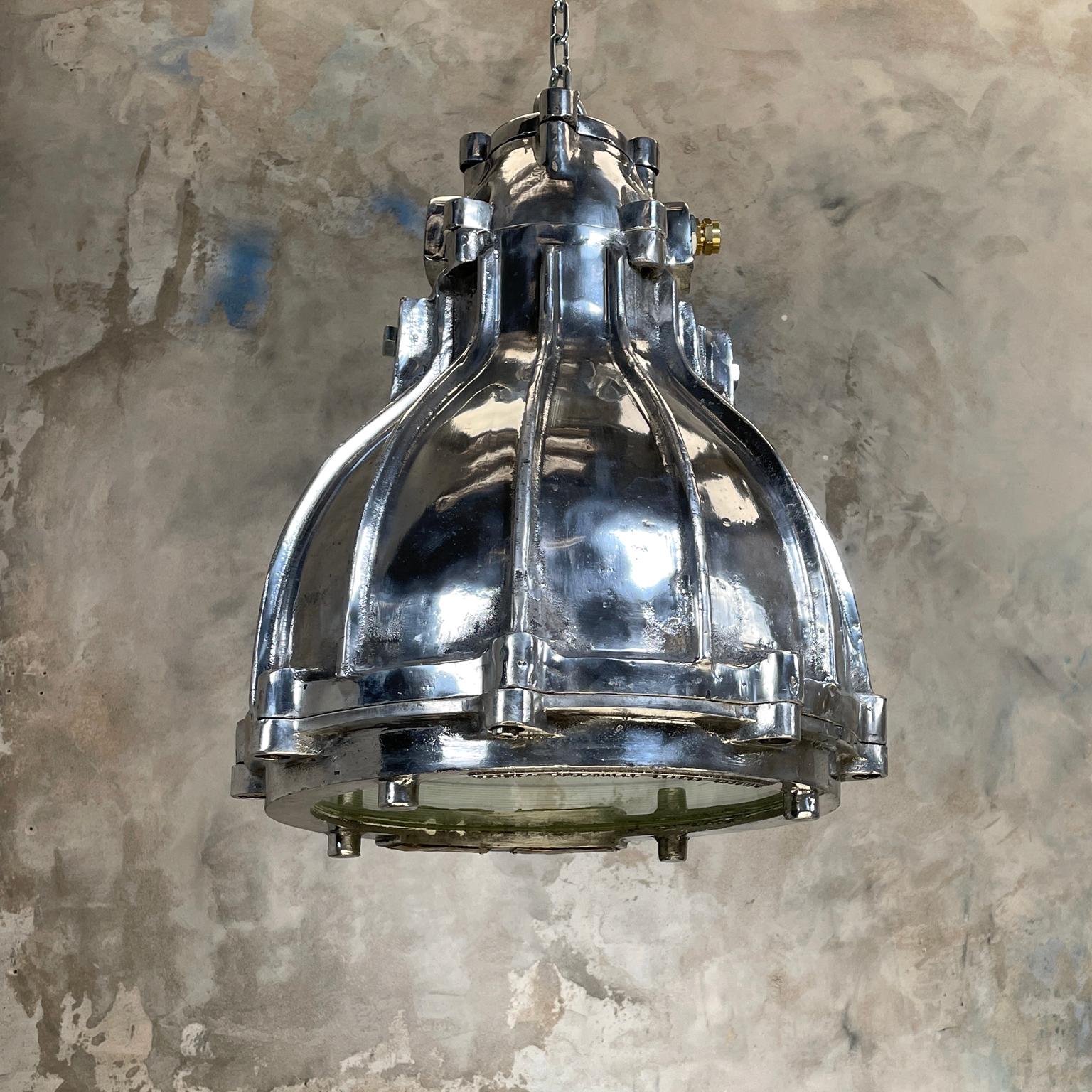 Late 20th Century 1980's British Crompton Flameproof Industrial Cast Aluminium Pendant Light