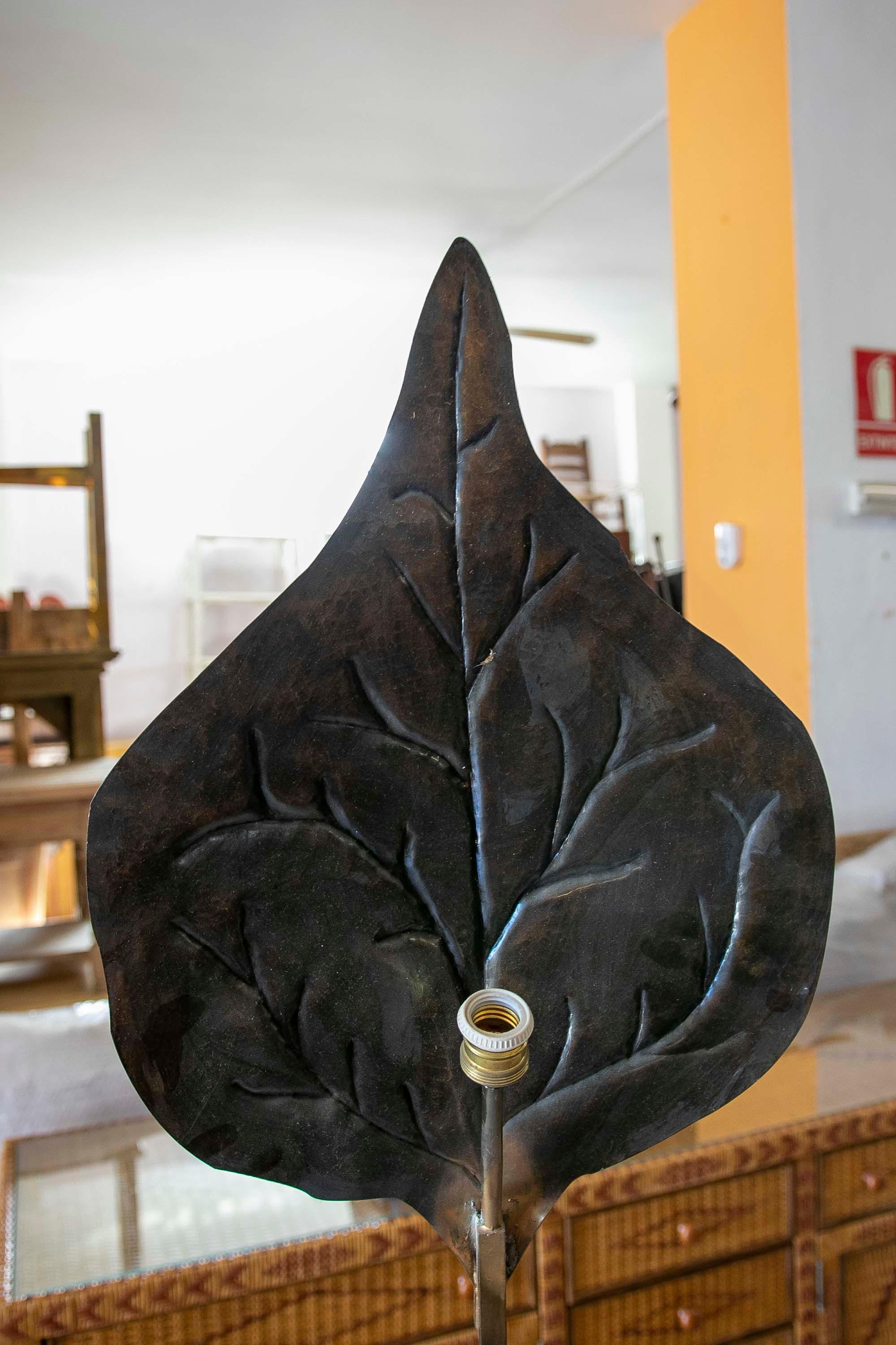 1980s Bronze and Brass Floor Lamp with Leaf Shape 9