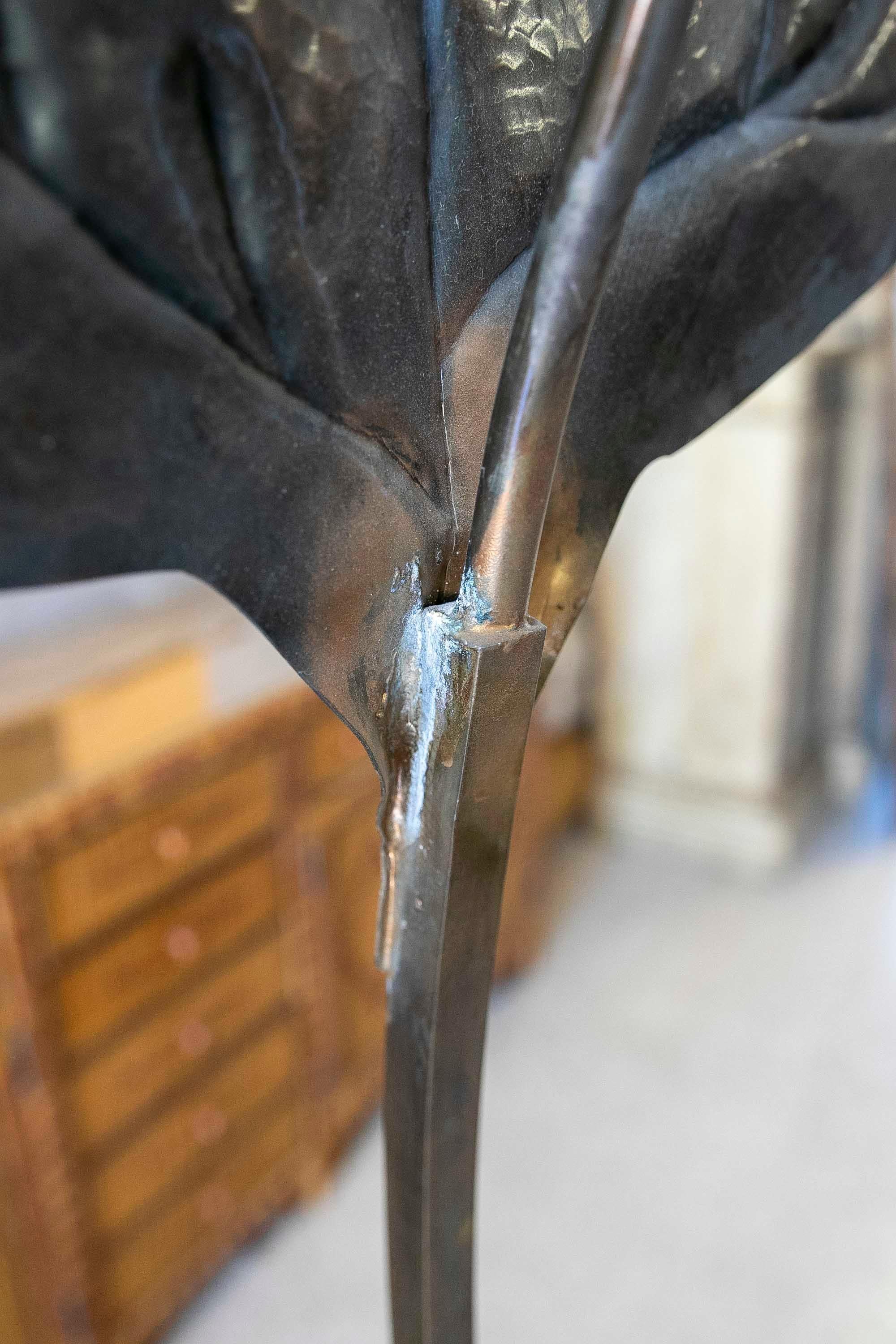 1980s Bronze and Brass Floor Lamp with Leaf Shape 10