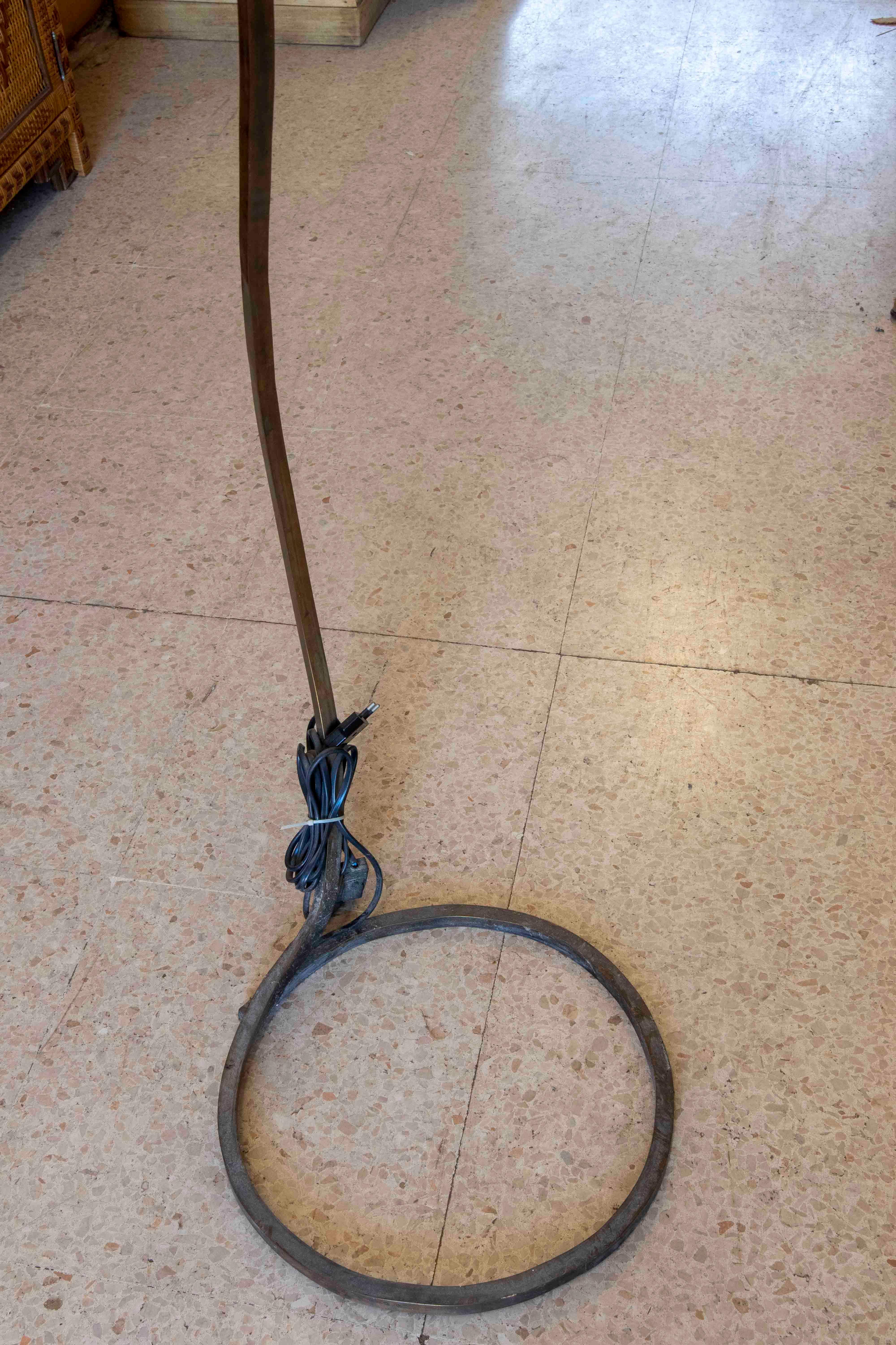 1980s Bronze and Brass Floor Lamp with Leaf Shape 1