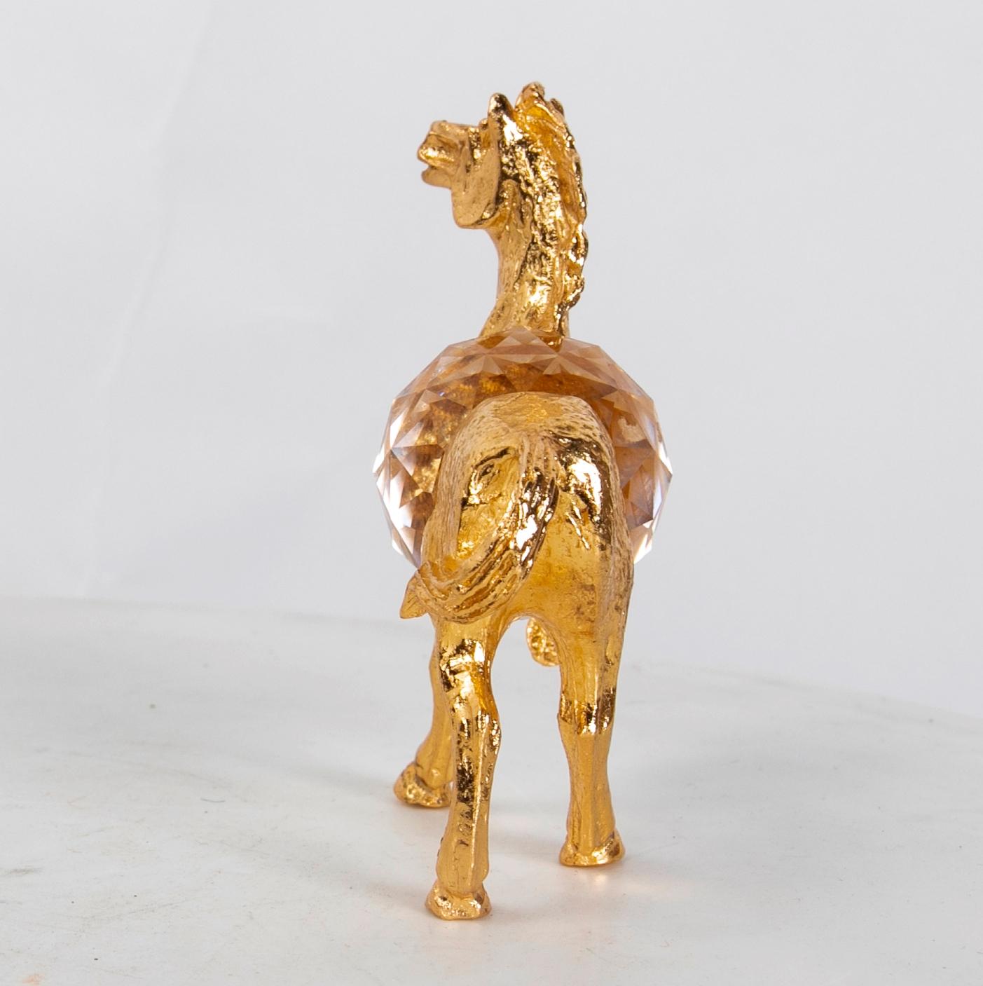 1980s Bronze and Glass Horse Sculpture For Sale 1