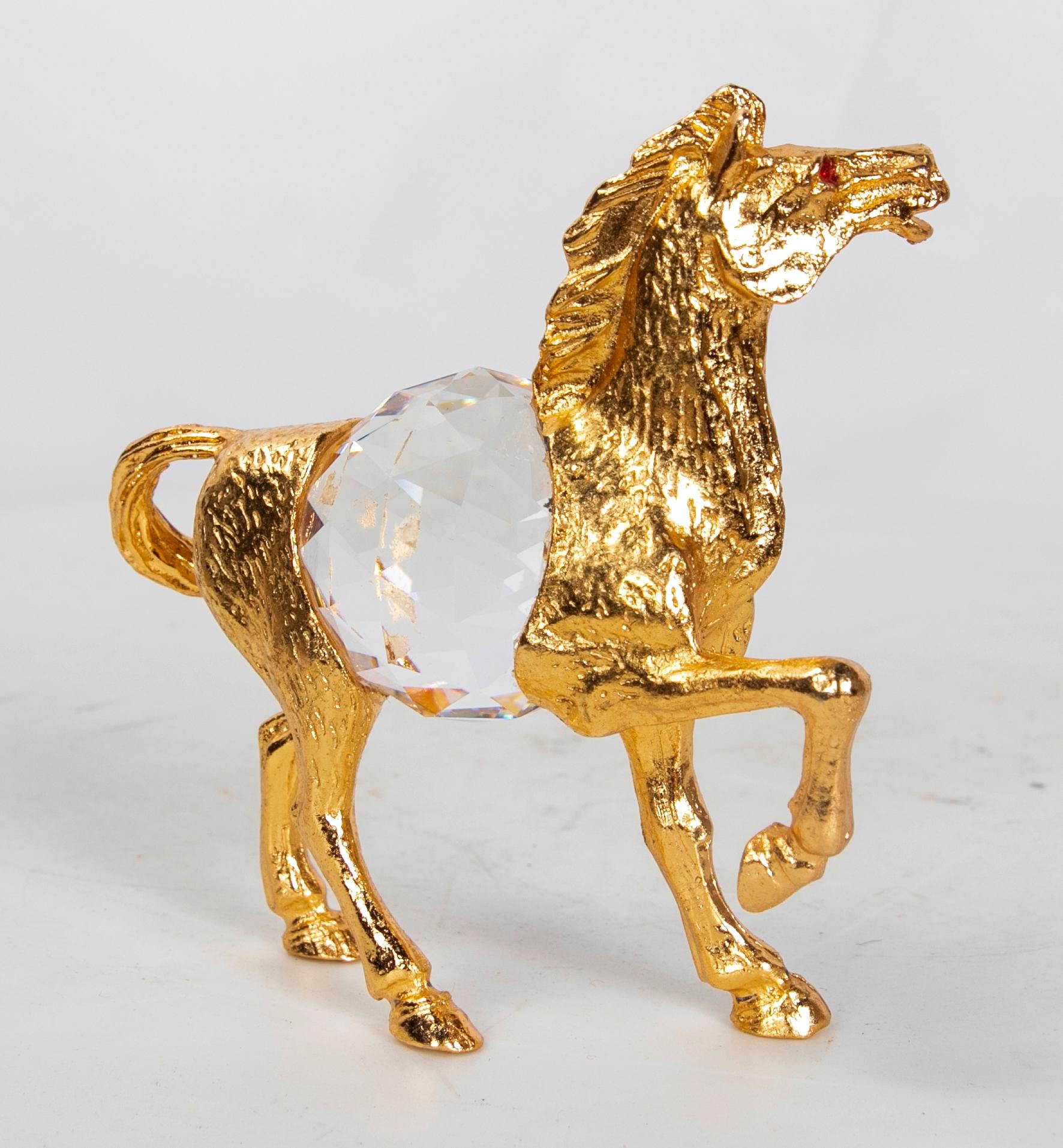 1980s Bronze and Glass Horse Sculpture For Sale 3