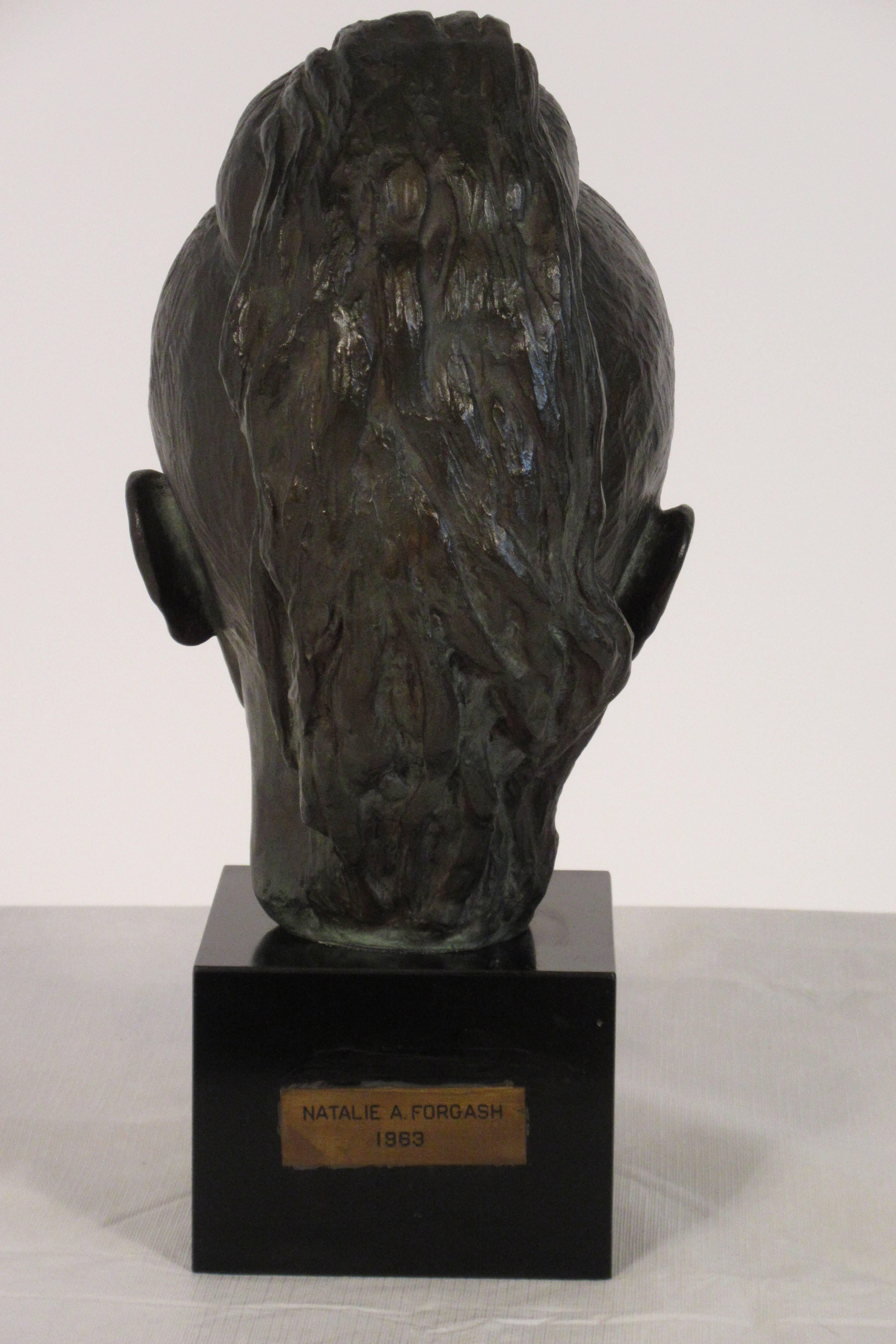 1980s Bronze Bust of Female For Sale 2