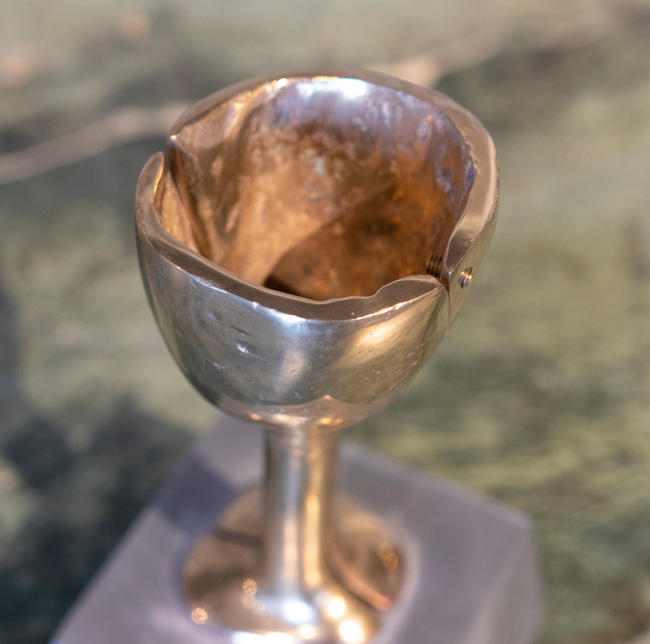 1980s Bronze Cup with Pedestal by the Artist David Marshall For Sale 5