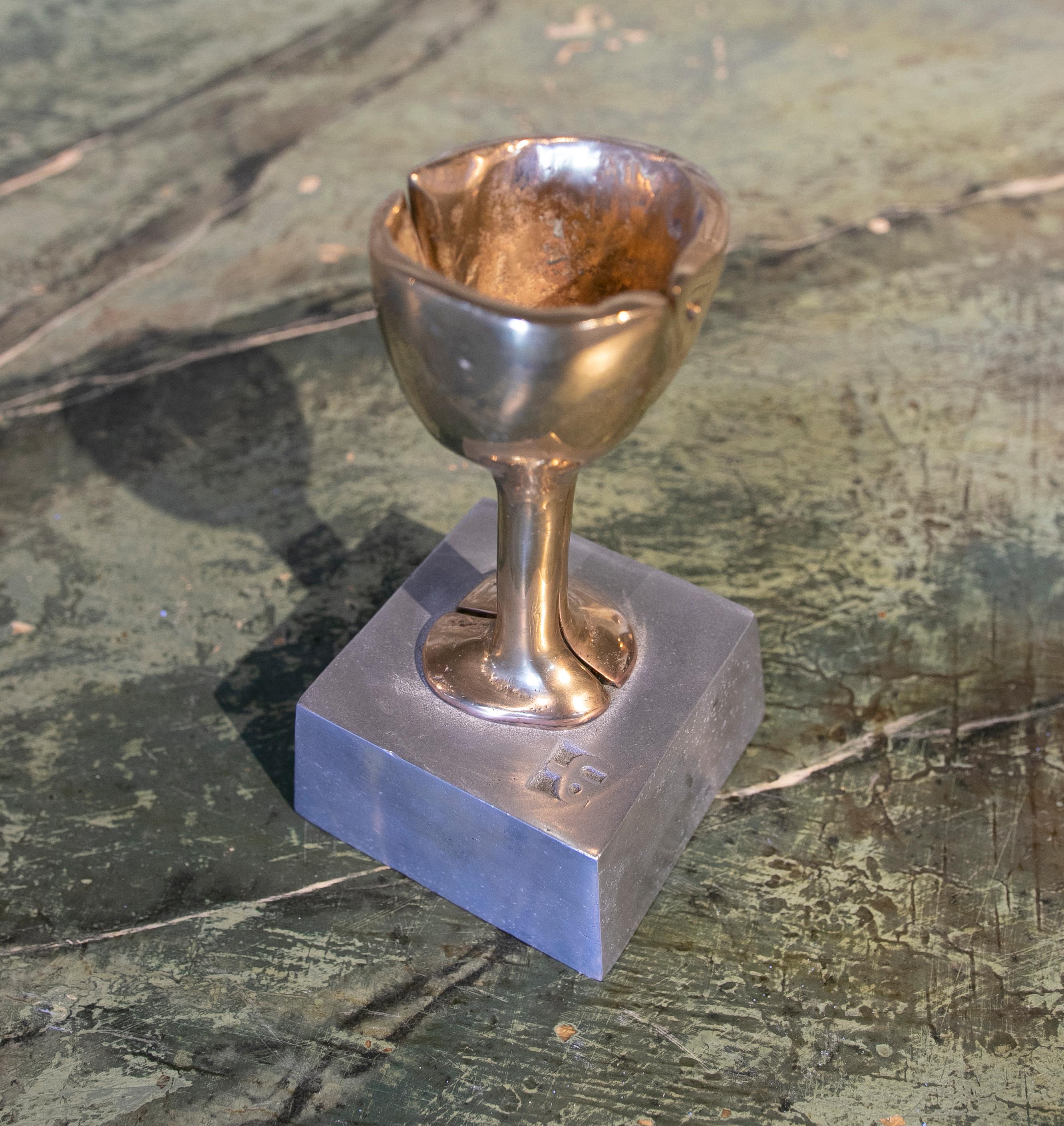 1980s Bronze Cup with Pedestal by the Artist David Marshall For Sale 7